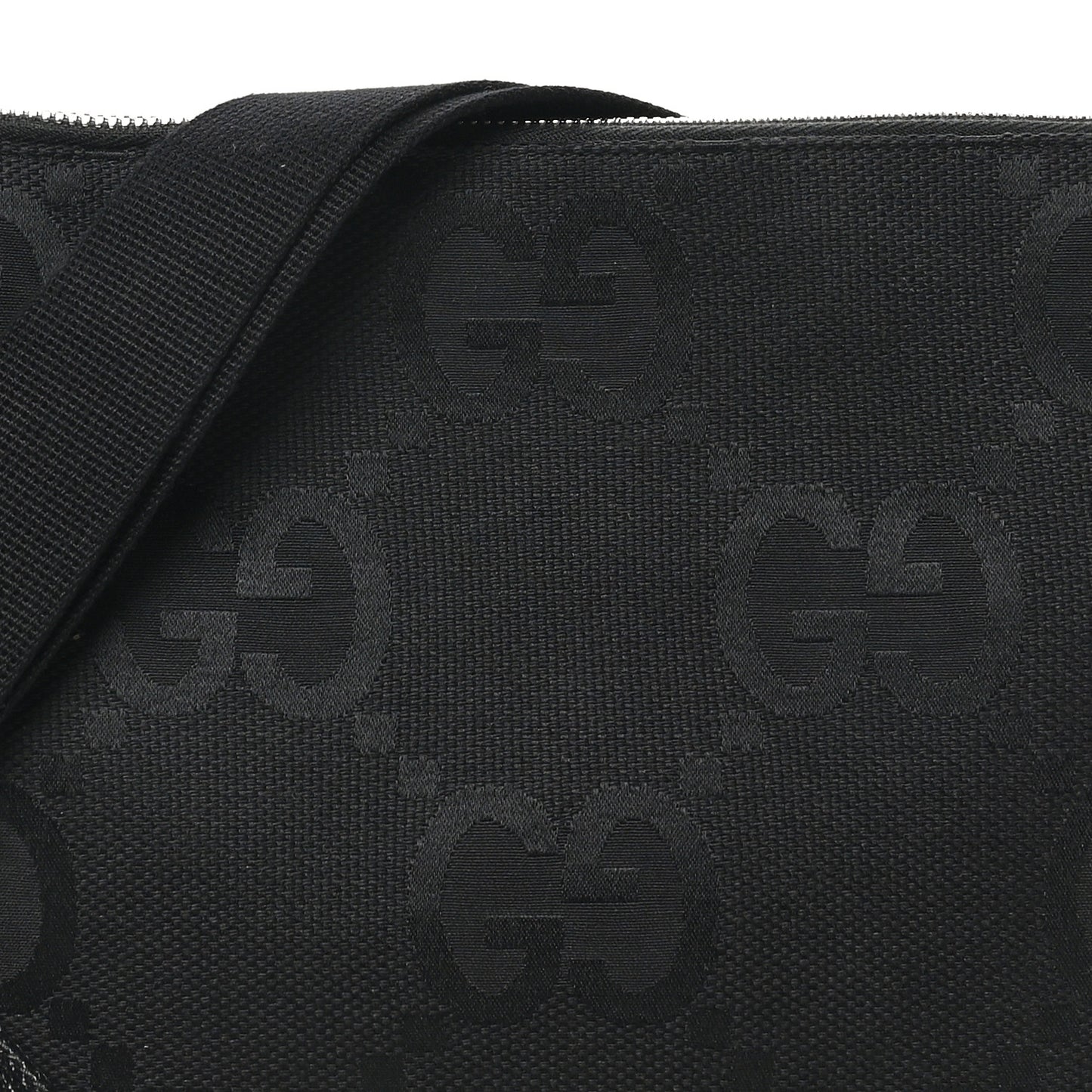 Monogram Jumbo GG Textured Dollar Calfskin Wristlet Messenger Bag Black