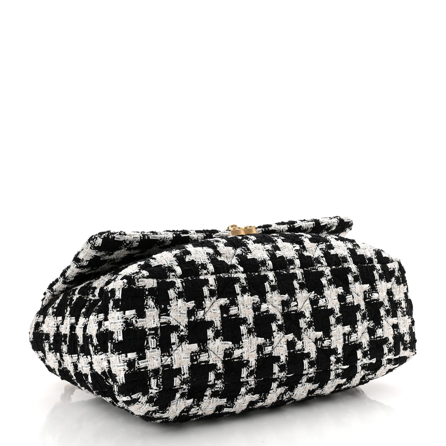 Tweed Quilted Maxi Chanel 19 Flap Black Ecru White