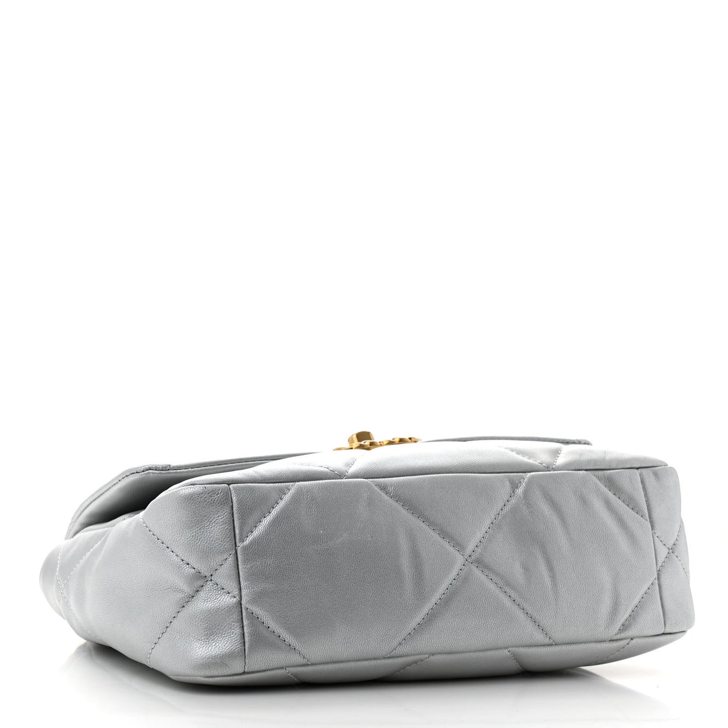 Metallic Lambskin Quilted Medium Chanel 19 Flap Silver