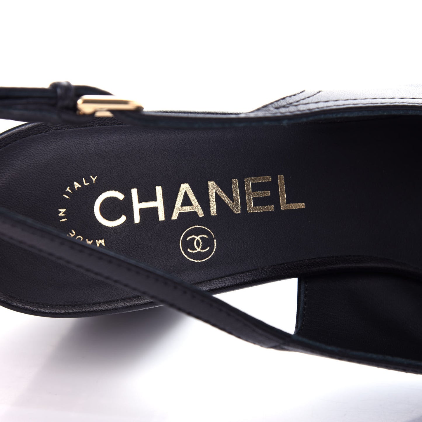 Lambskin Grosgrain Crystal Cap Toe Logo Slingback Pumps 38.5 Black