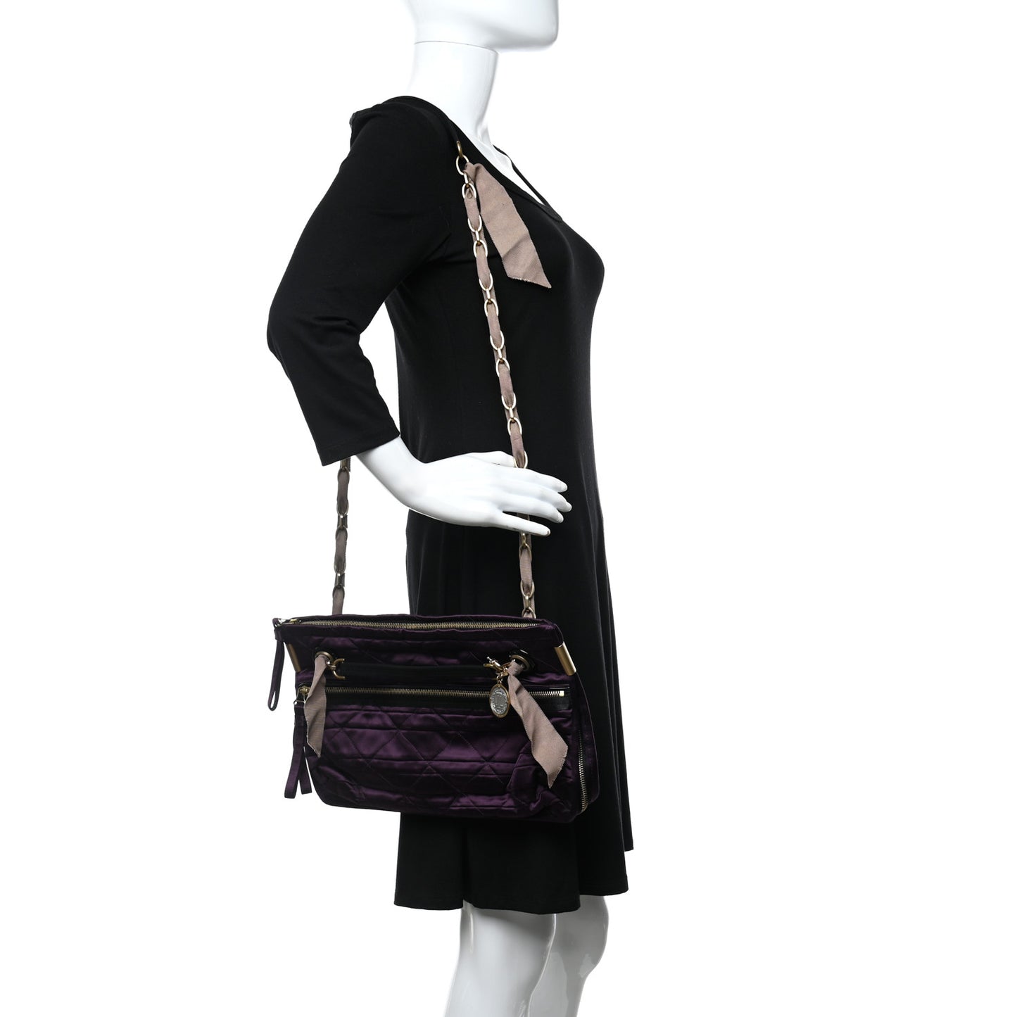 Satin Amalia Medium Shoulder Bag Violet