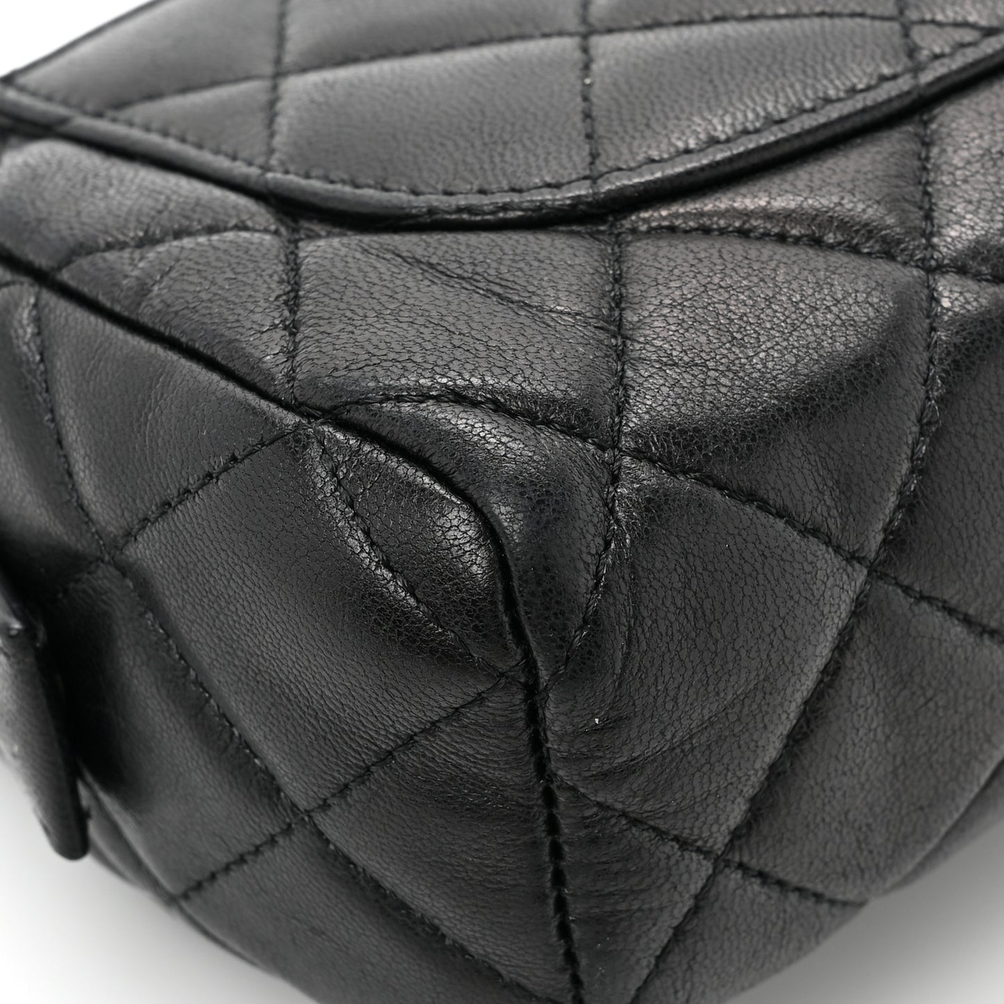 Lambskin Quilted Flap Cosmetic Case Black