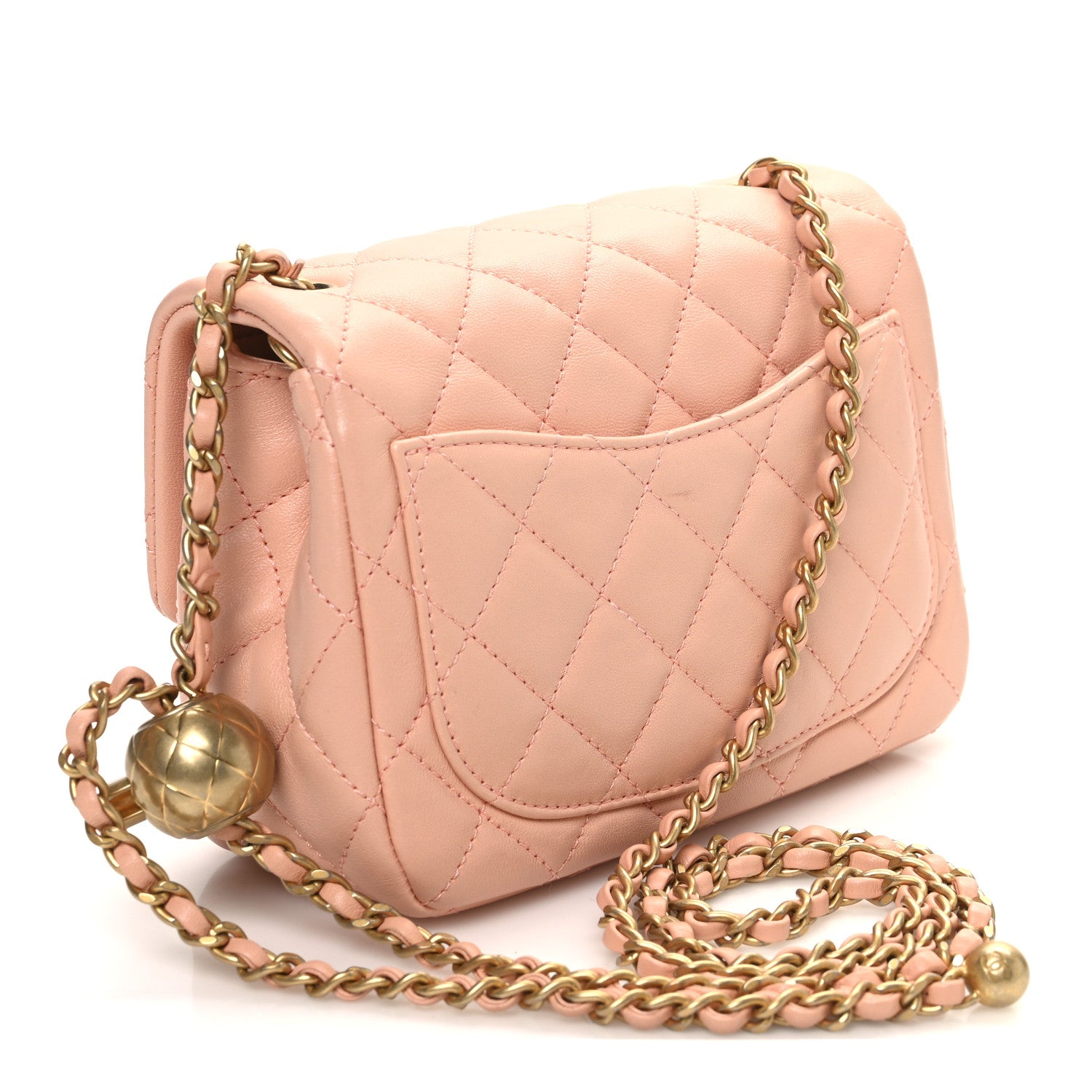 Chanel Lambskin Quilted Mini Pearl Crush Flap Light Orange 3 of 10