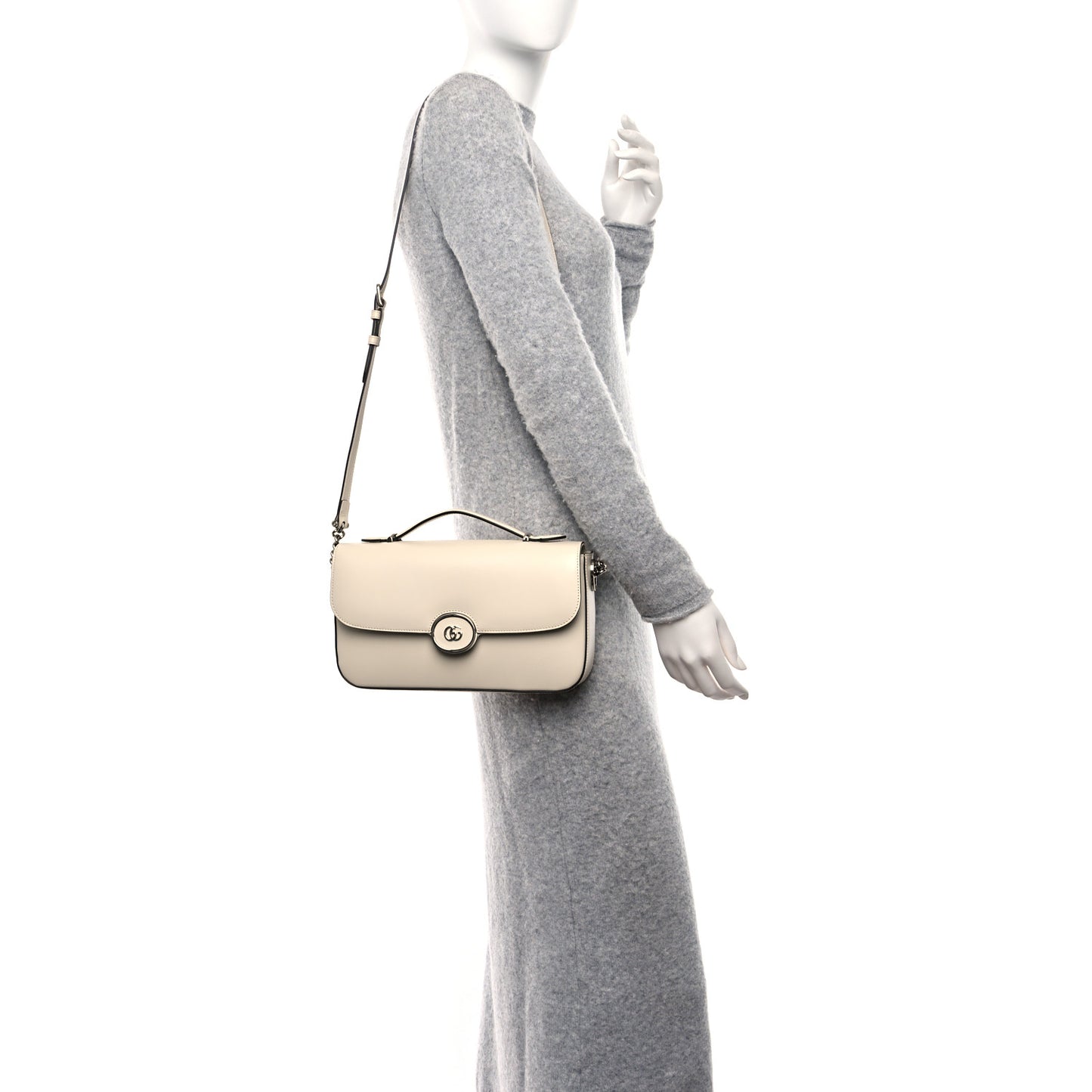Senna Calfskin Petite GG Top Handle Shoulder Bag Mystic White