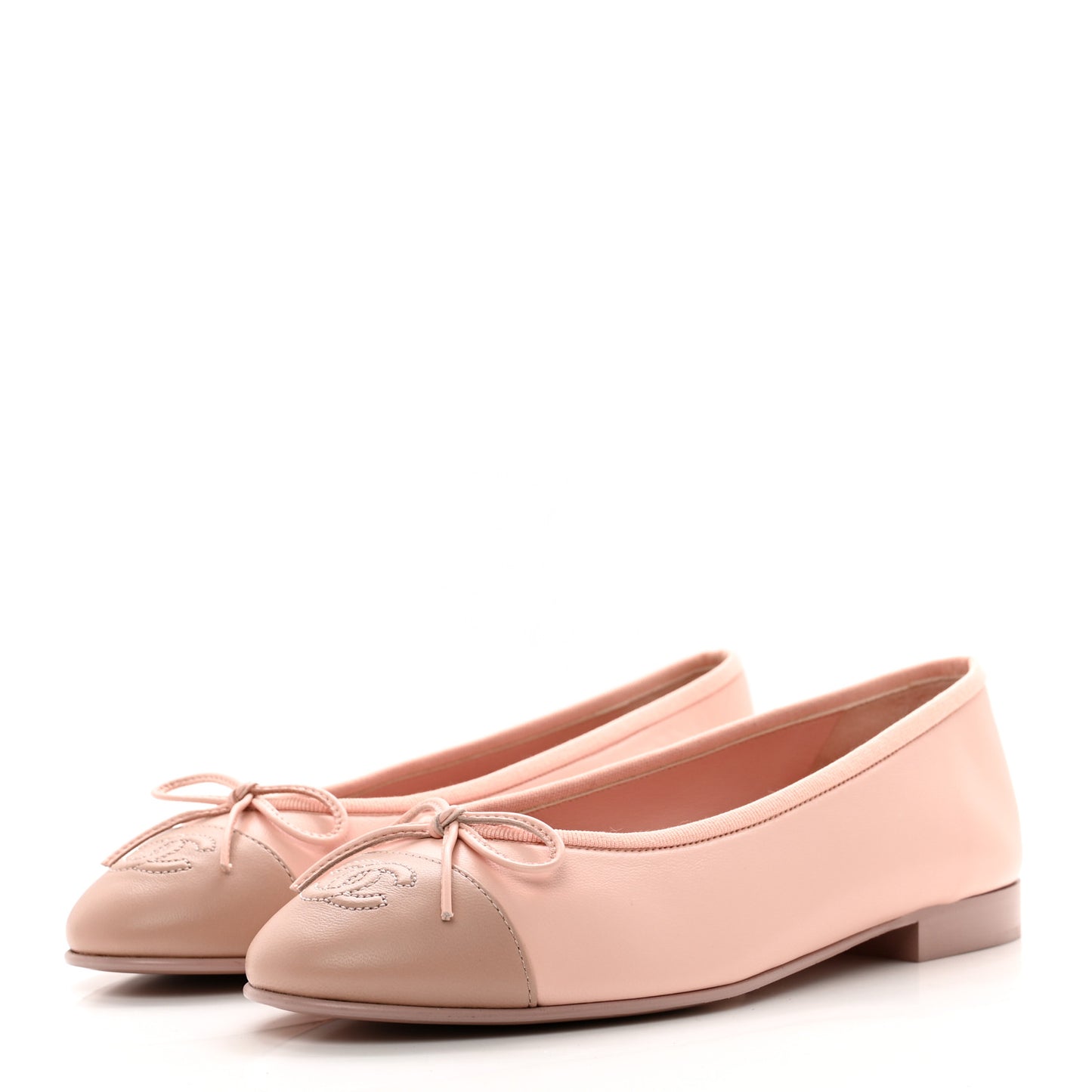 Lambskin Cap Toe CC Ballerina Flats 37 Light Pink Dark Pink