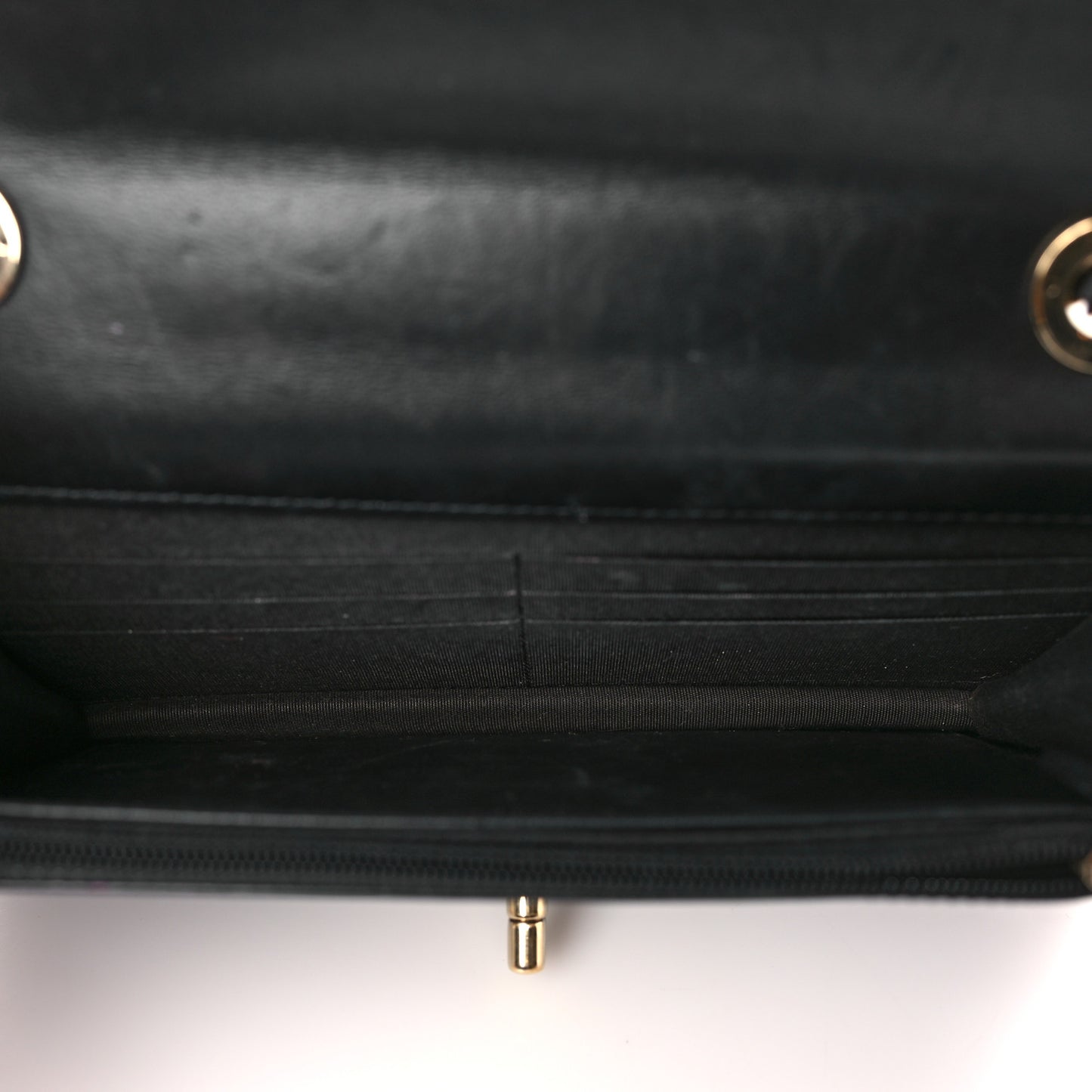 Lambskin Chevron Quilted Trendy CC Wallet On Chain WOC Black