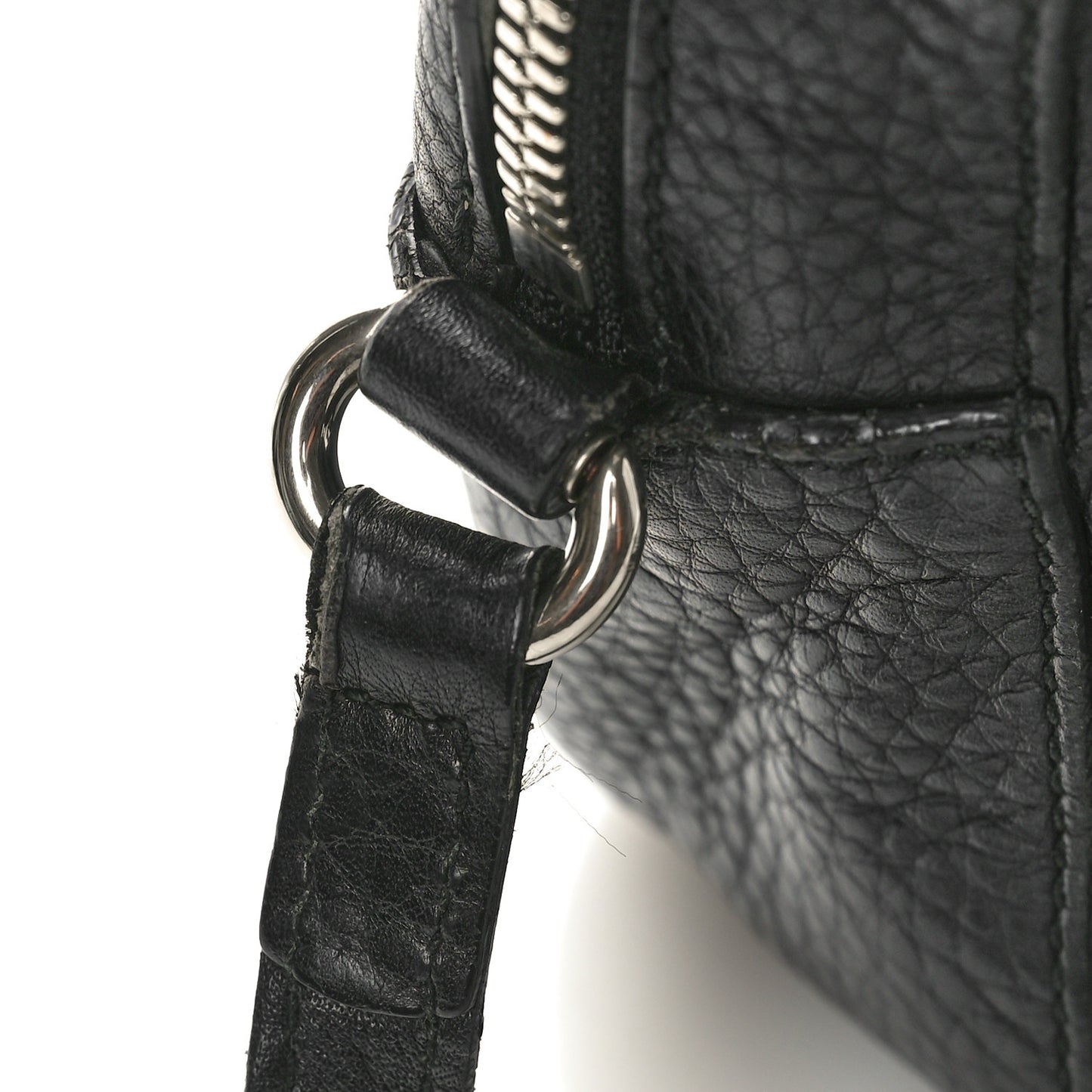 Pebbled Calfskin Studded Small Soho Disco Bag Black