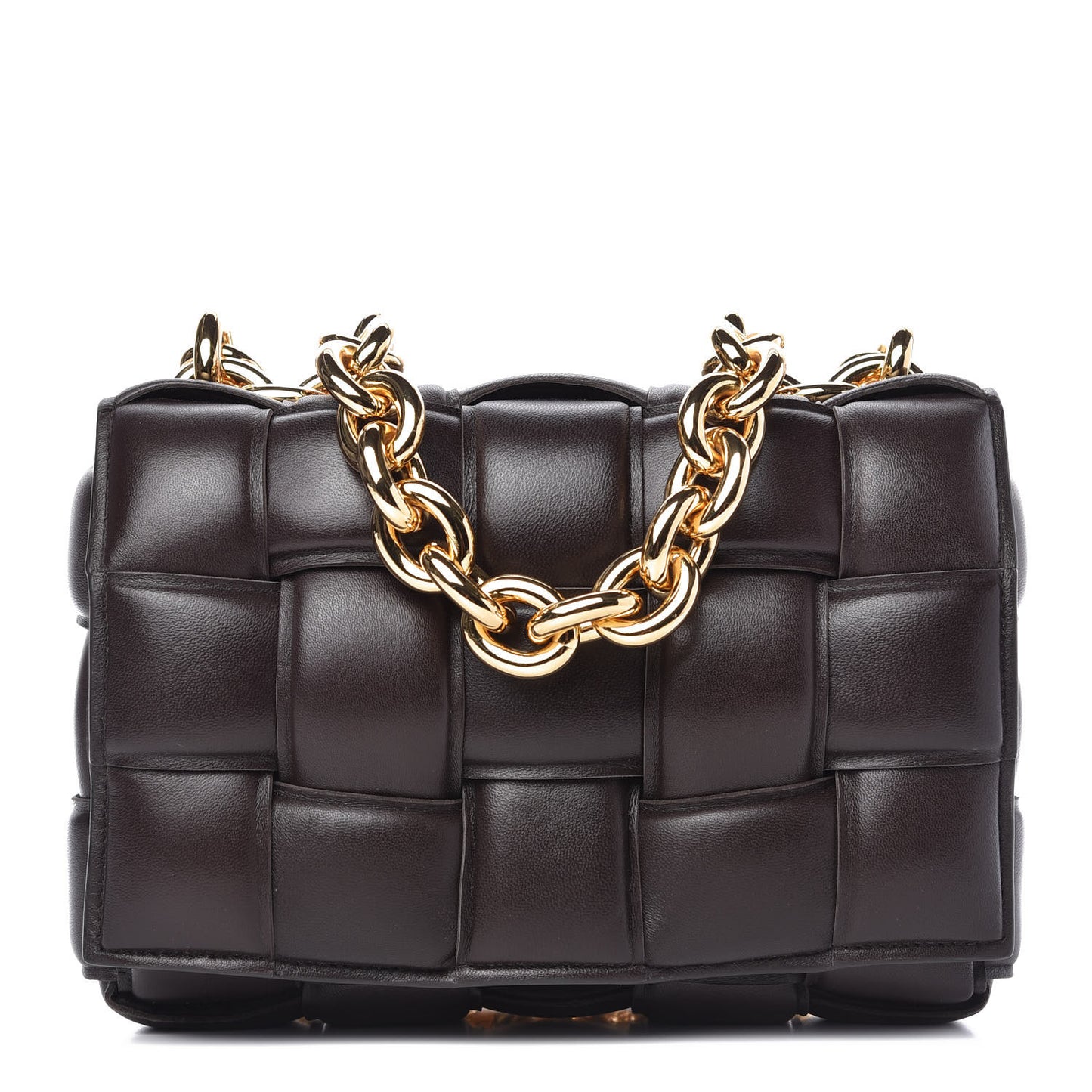 Lambskin Maxi Intreccio Padded Chain Cassette Crossbody Bag Black