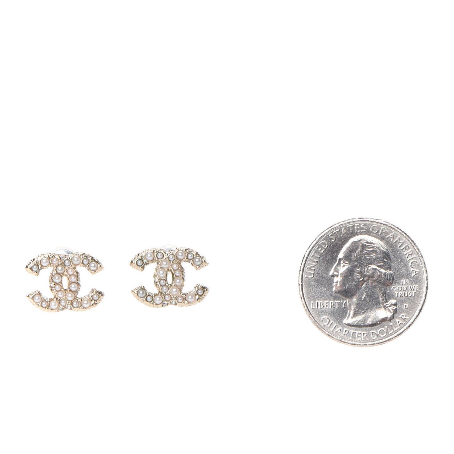 Pearl Crystal CC Earrings Gold