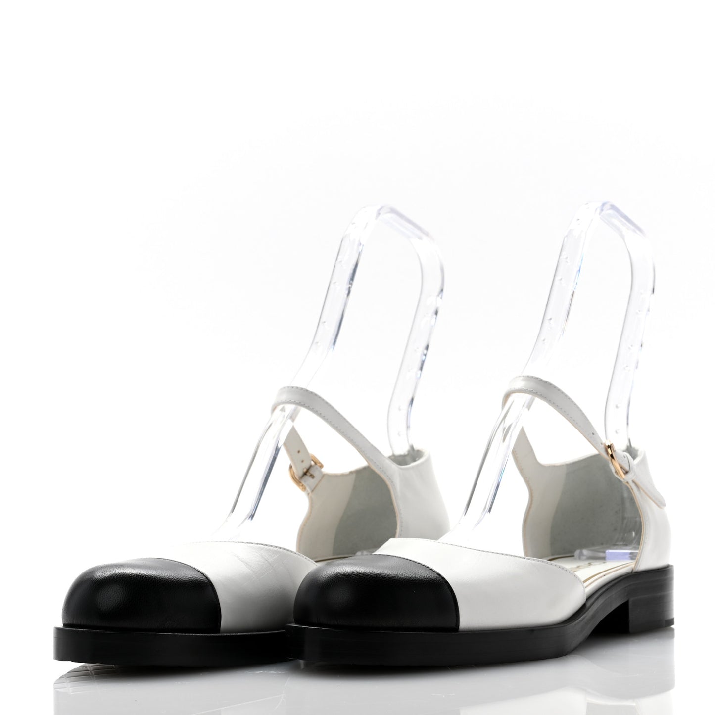 Shiny Goatskin Mary Jane Flats 41 White Black