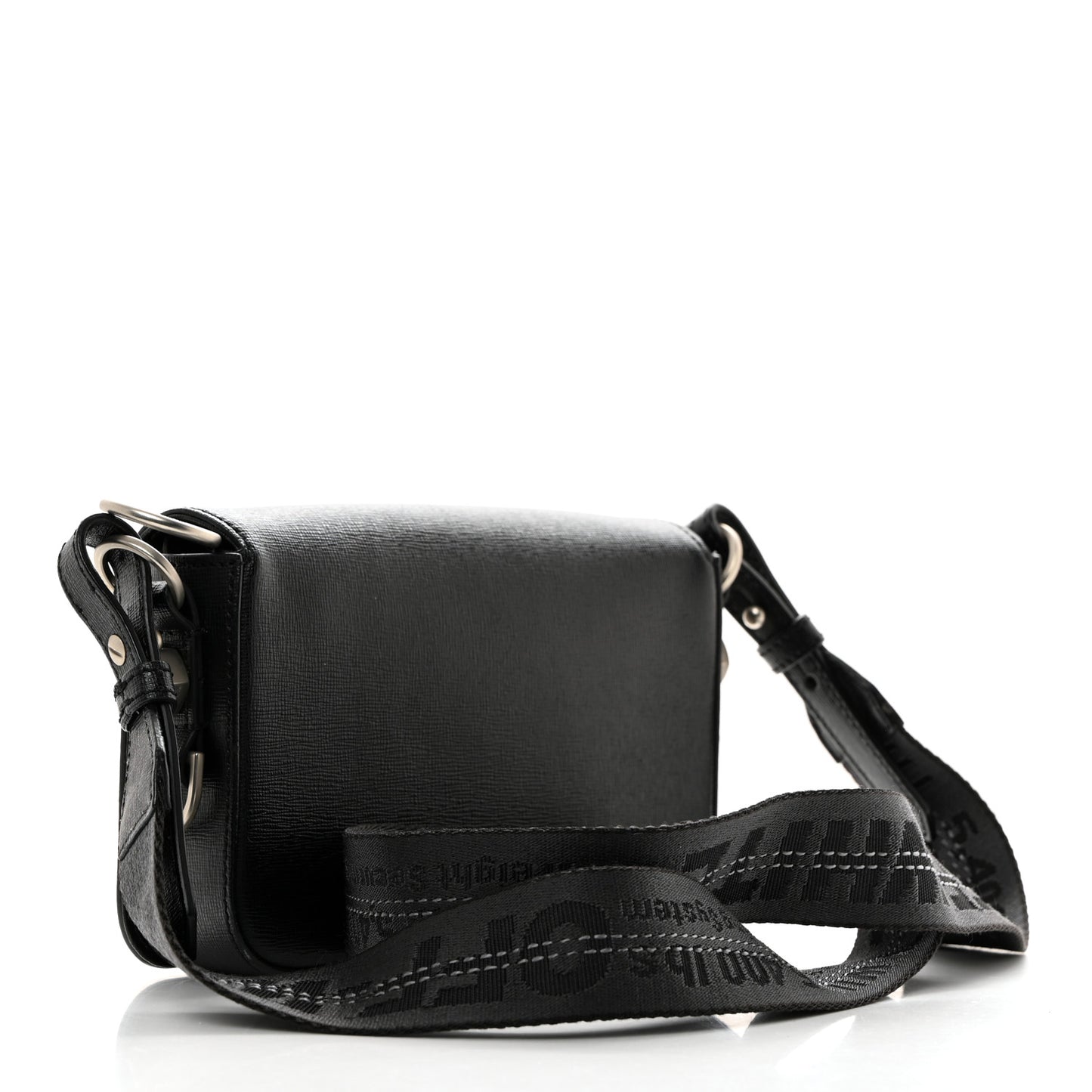 Saffiano Striped Mini Diag Binder Clip Bag Black White