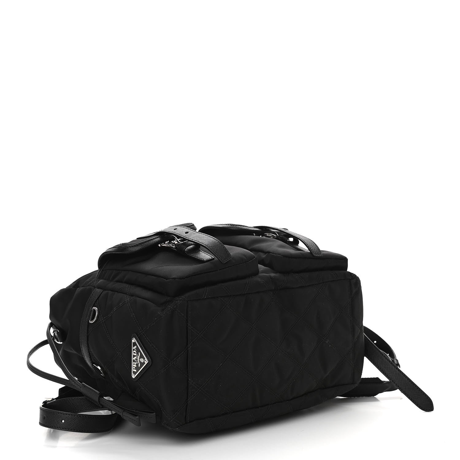 Prada Tessuto Nylon Saffiano Vela Quilted Backpack Black 4 of 9