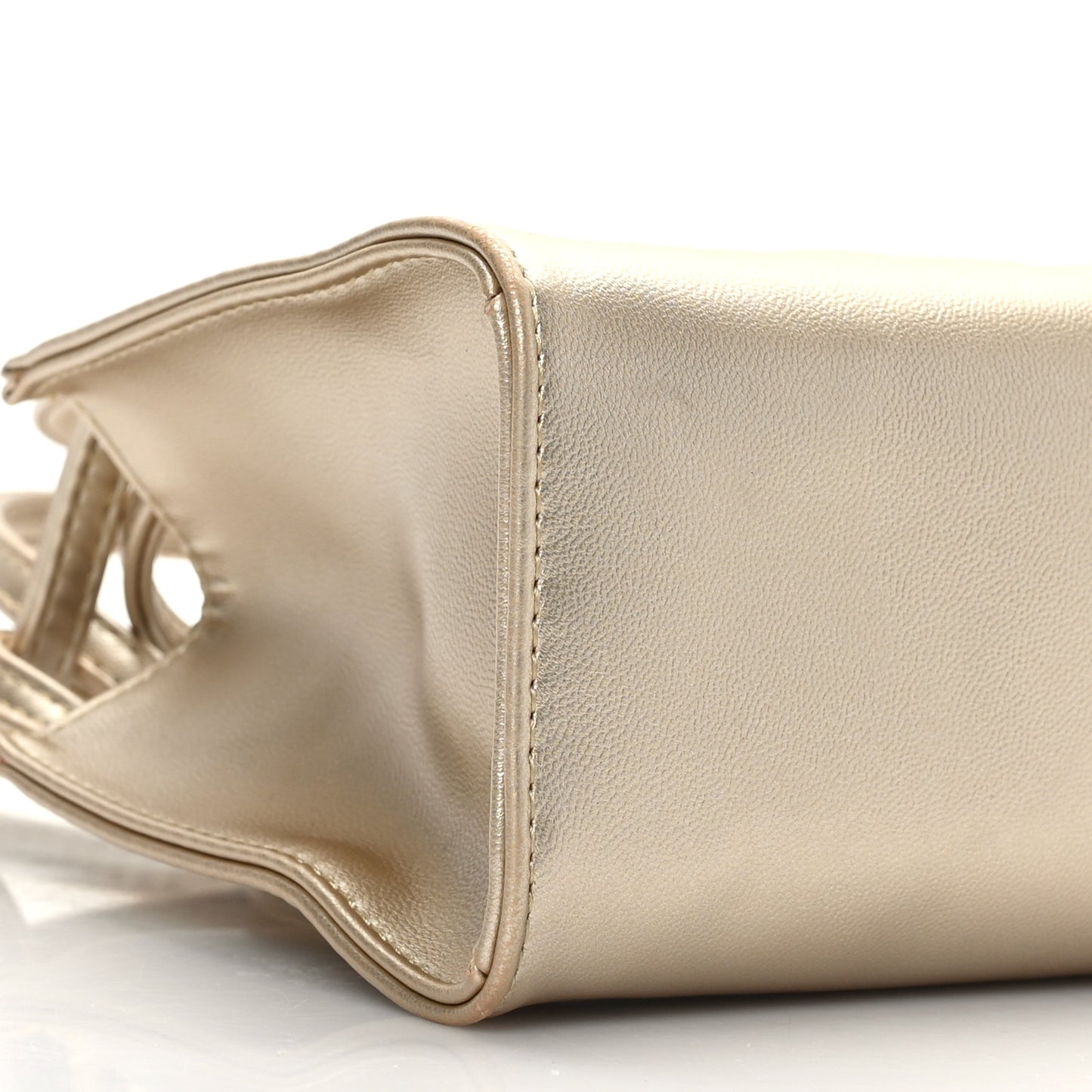 Metallic Vegan Leather Small Shopping Bag Gold