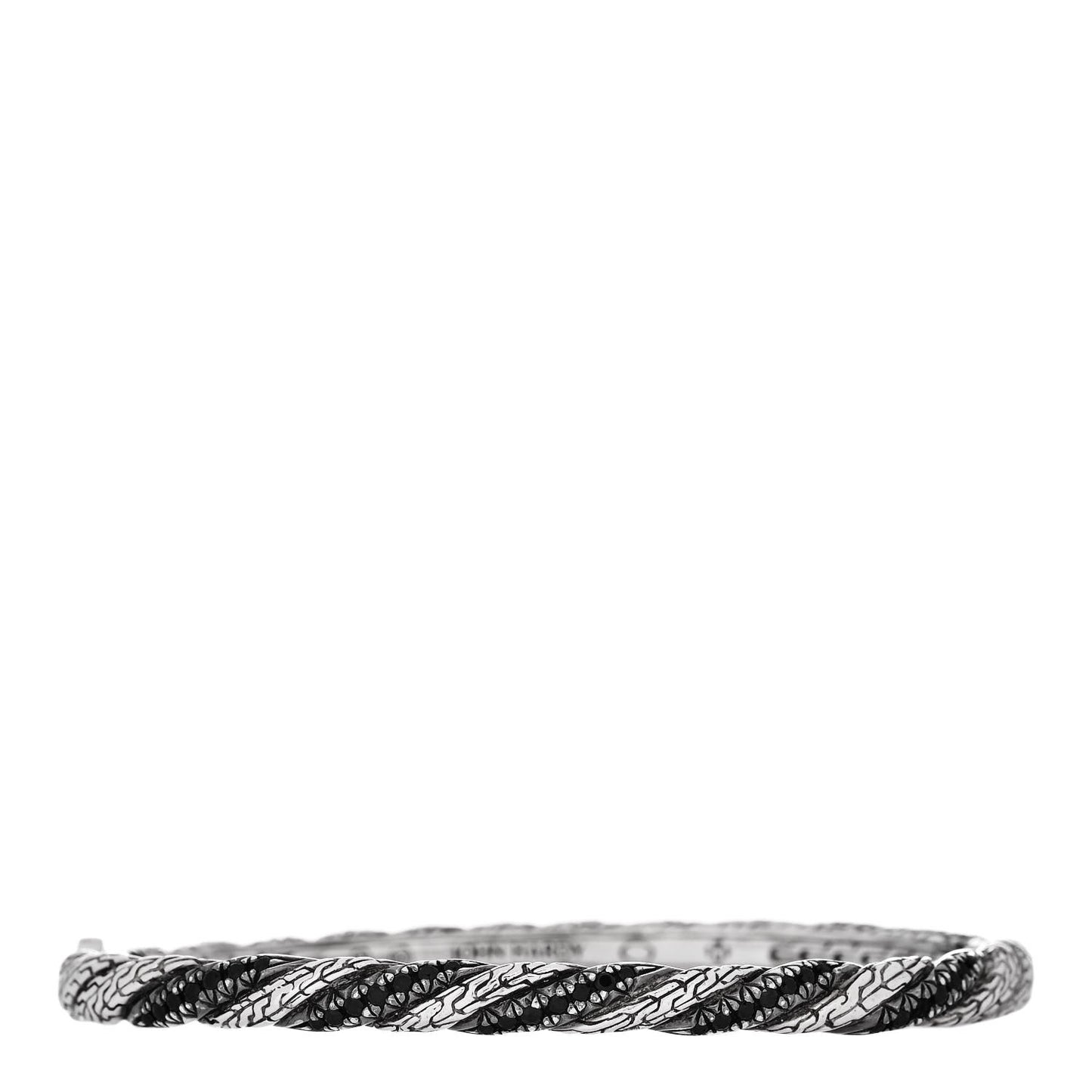 Sterling Silver Black Sapphire Slim Classic Chain Bangle Bracelet