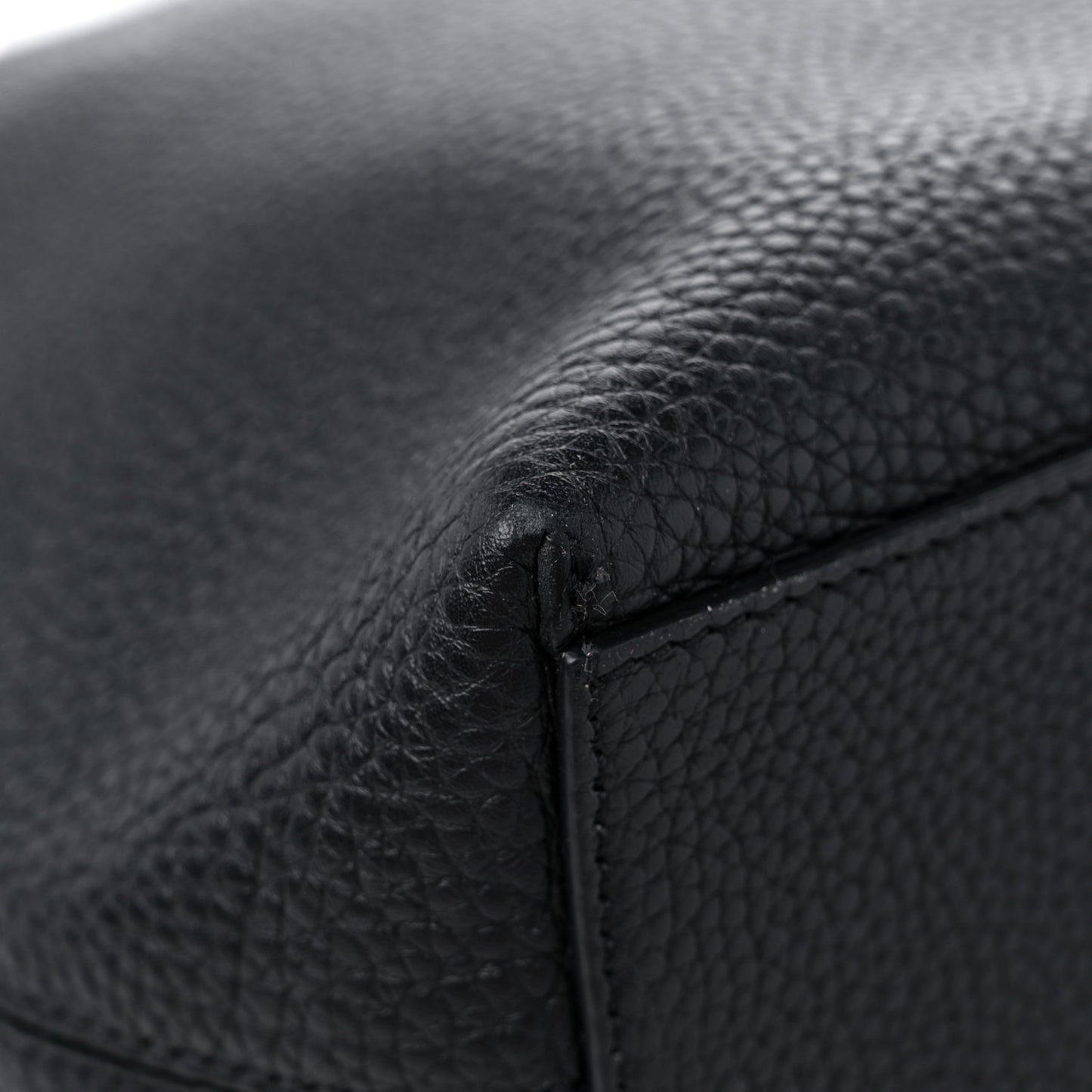 Grained Calfskin Small Rockstud Shoulder Tote Black