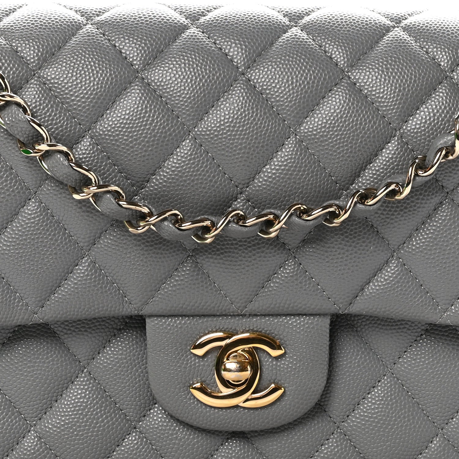 Chanel Caviar Quilted Medium Double Flap Grey 8 of 12