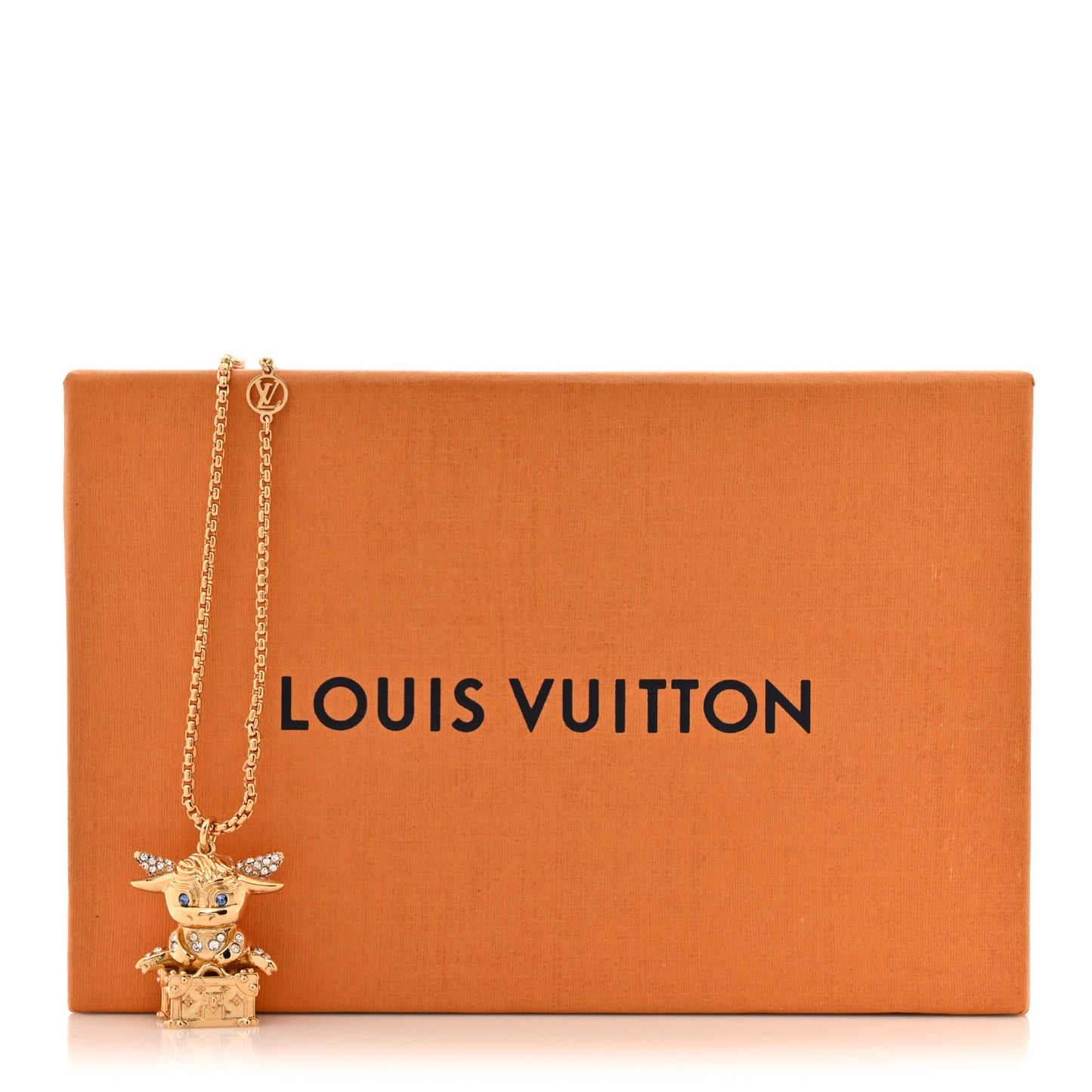 Metal Crystal LV Rodeo Pendant Necklace Gold