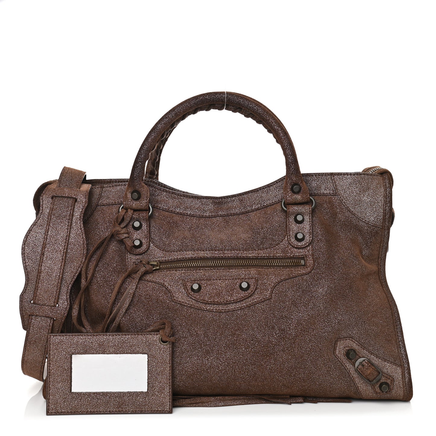 Metallic Craquele Calfskin Classic Hardware City Bronze