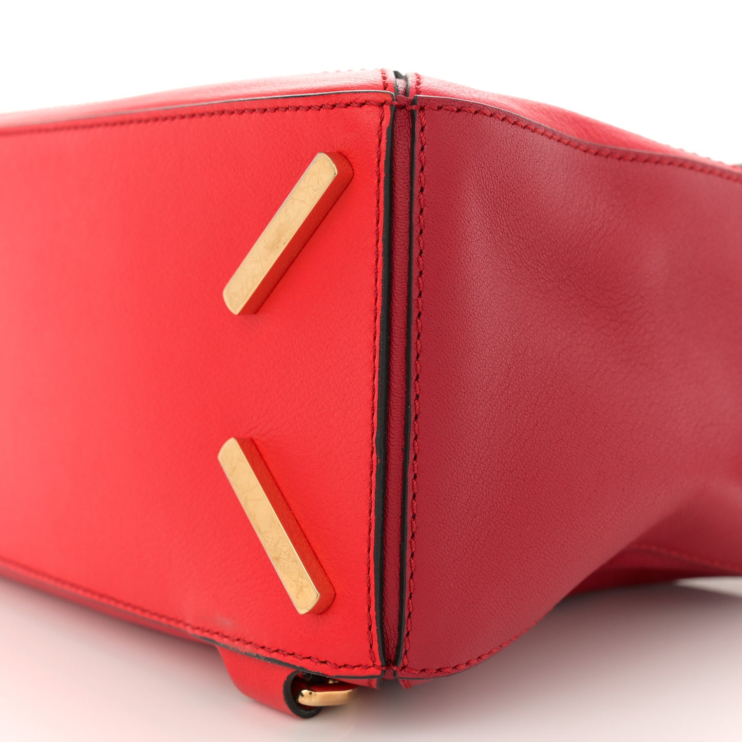 Calfskin Colorblock Small Puzzle Bag Red