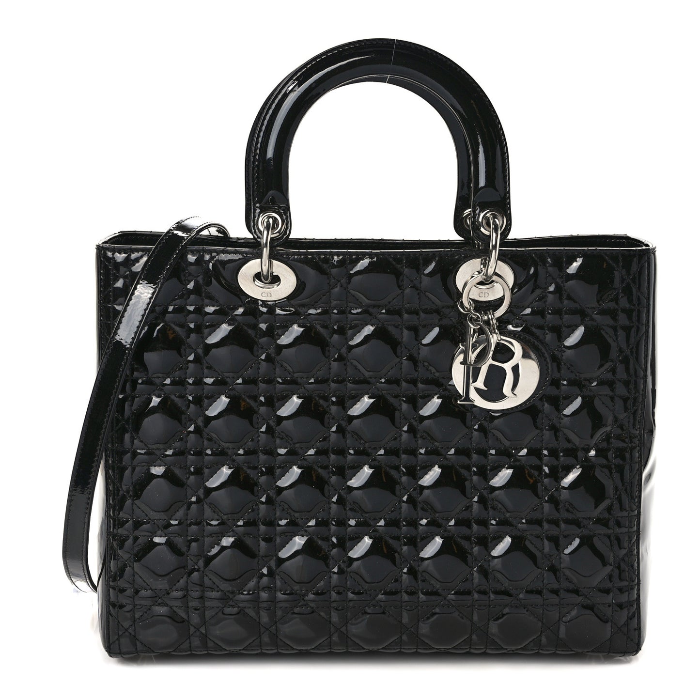 Patent Cannage Large Lady Dior Black