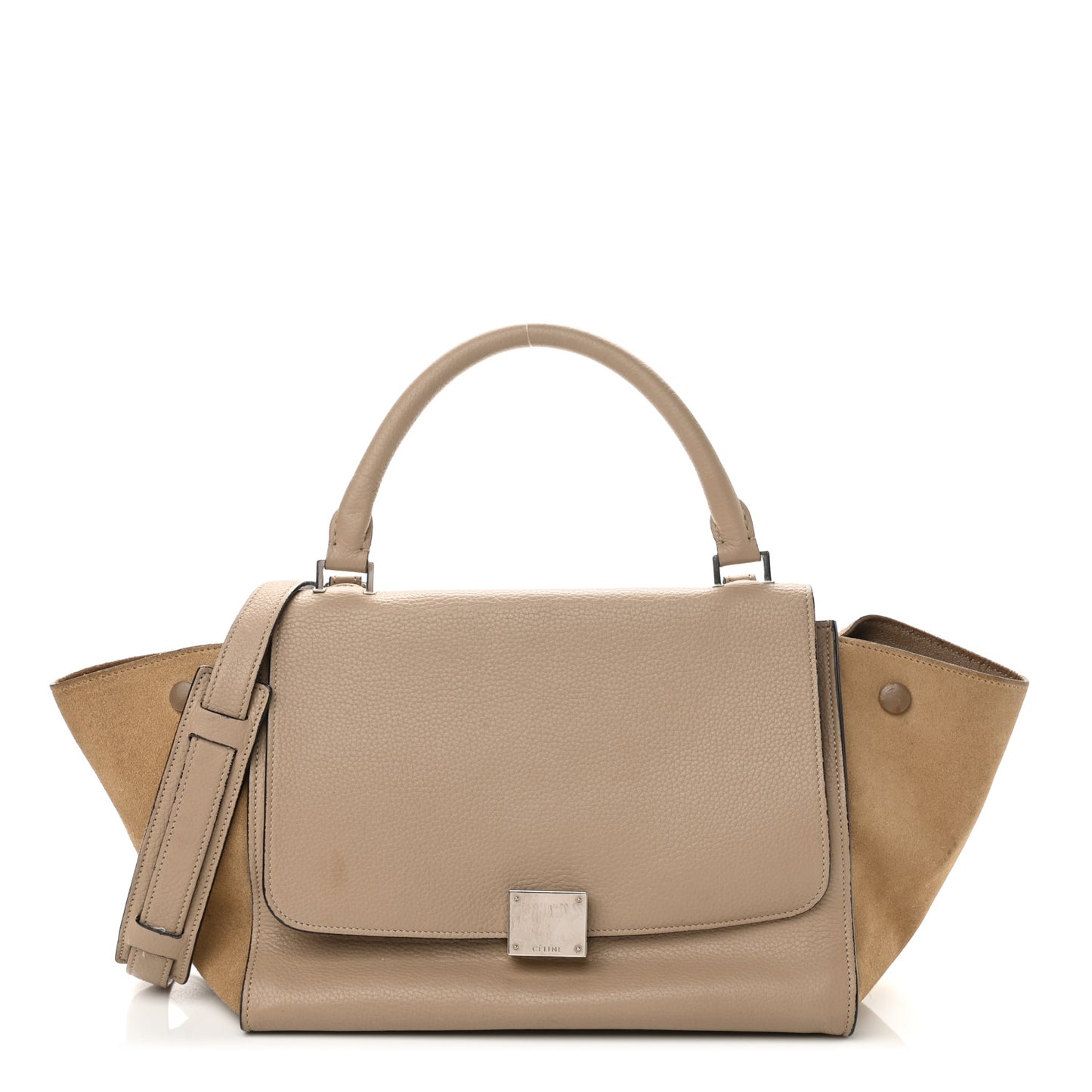 Drummed Calfskin Suede Small Trapeze Dune