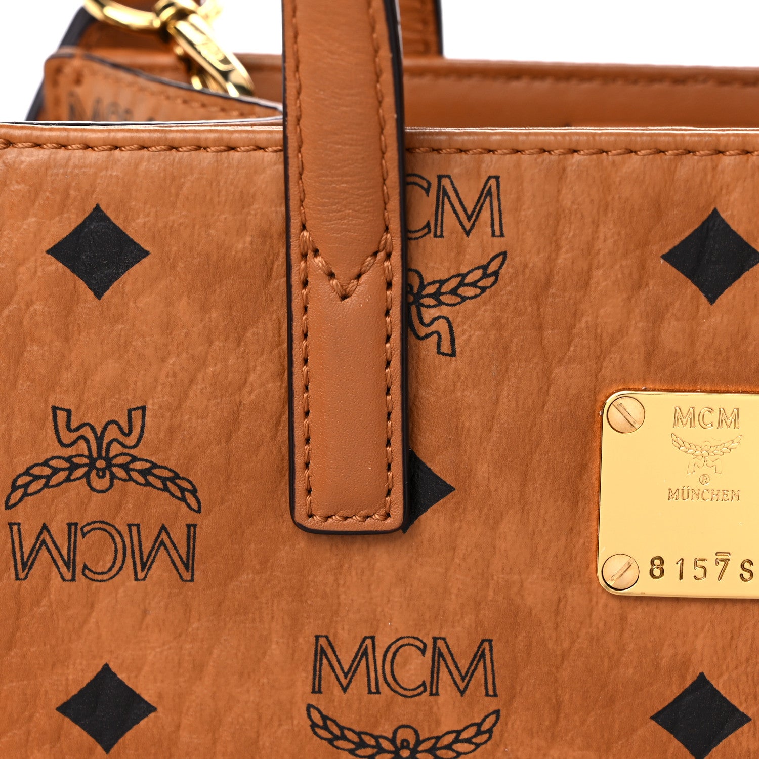 MCM Visetos Aren X-Mini Tote Cognac 13 of 13