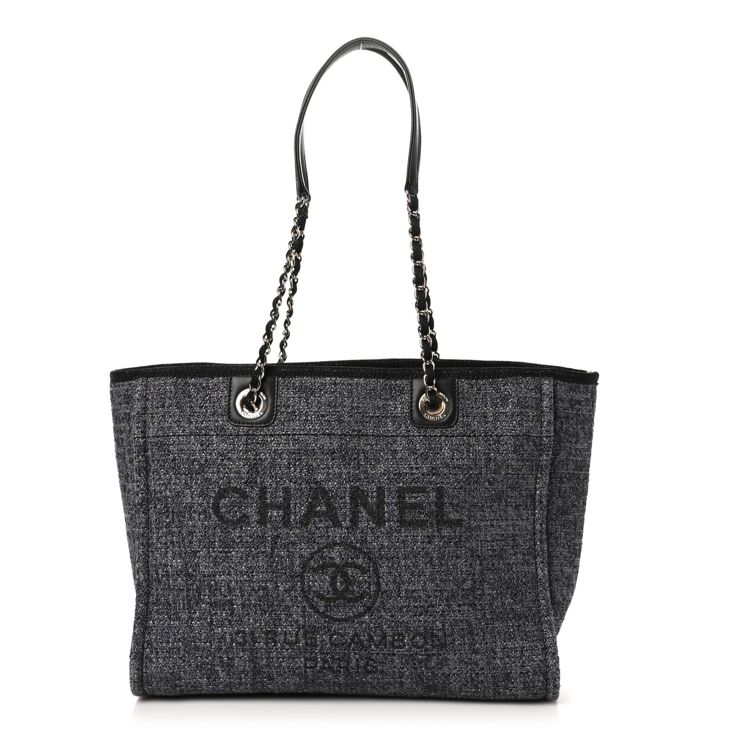 Mixed Fibers Calfskin Small Deauville Tote Blue