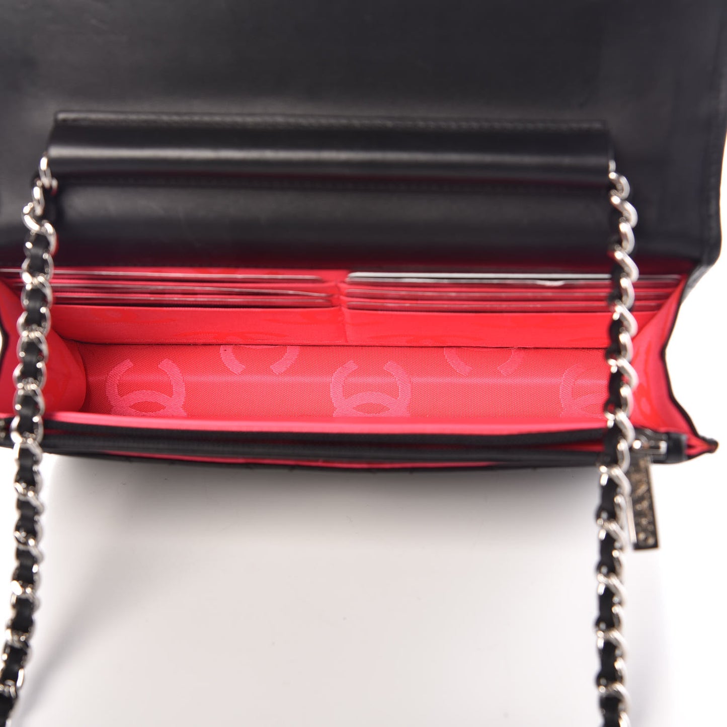 Calfskin Quilted Cambon Wallet On Chain WOC Black