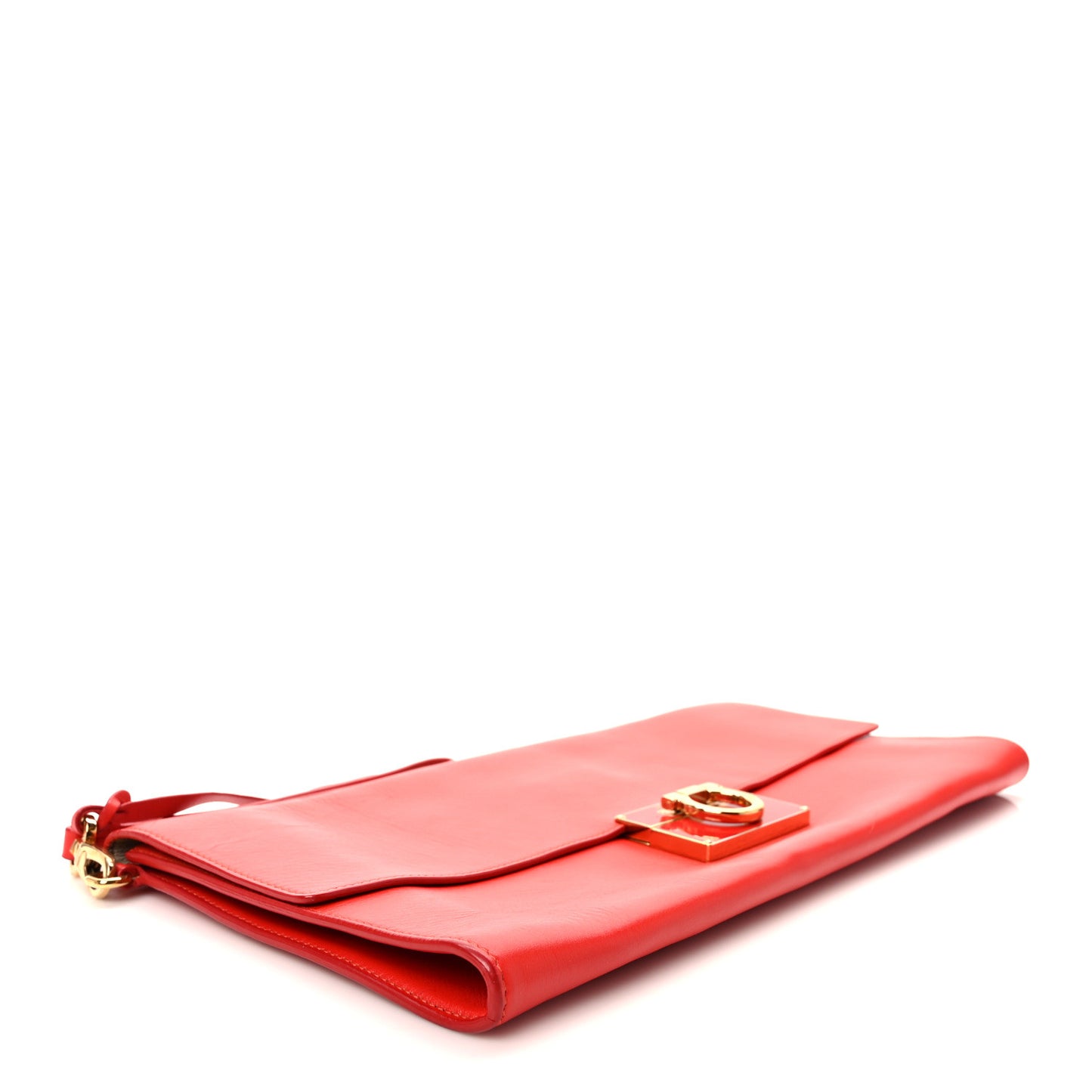 Nuage Calfskin Afef Lock Story Gancini Clutch Red
