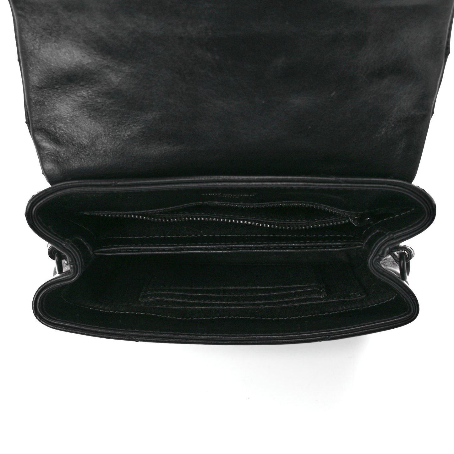 Calfskin Y Quilted Monogram Monochrome Toy Loulou Crossbody Bag Black