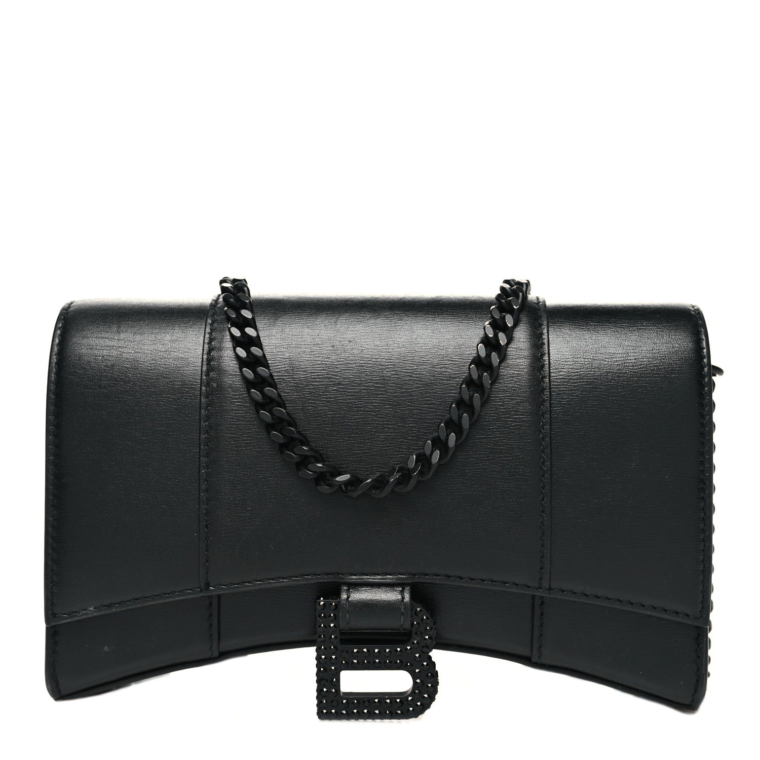 Balenciaga Calfskin Strass Monochrome Hourglass Chain Bag Black 1 of 11