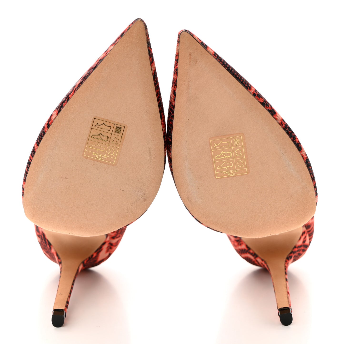 Fabric Snake Printed Anouk Pumps 36 Mandarin Red Mix