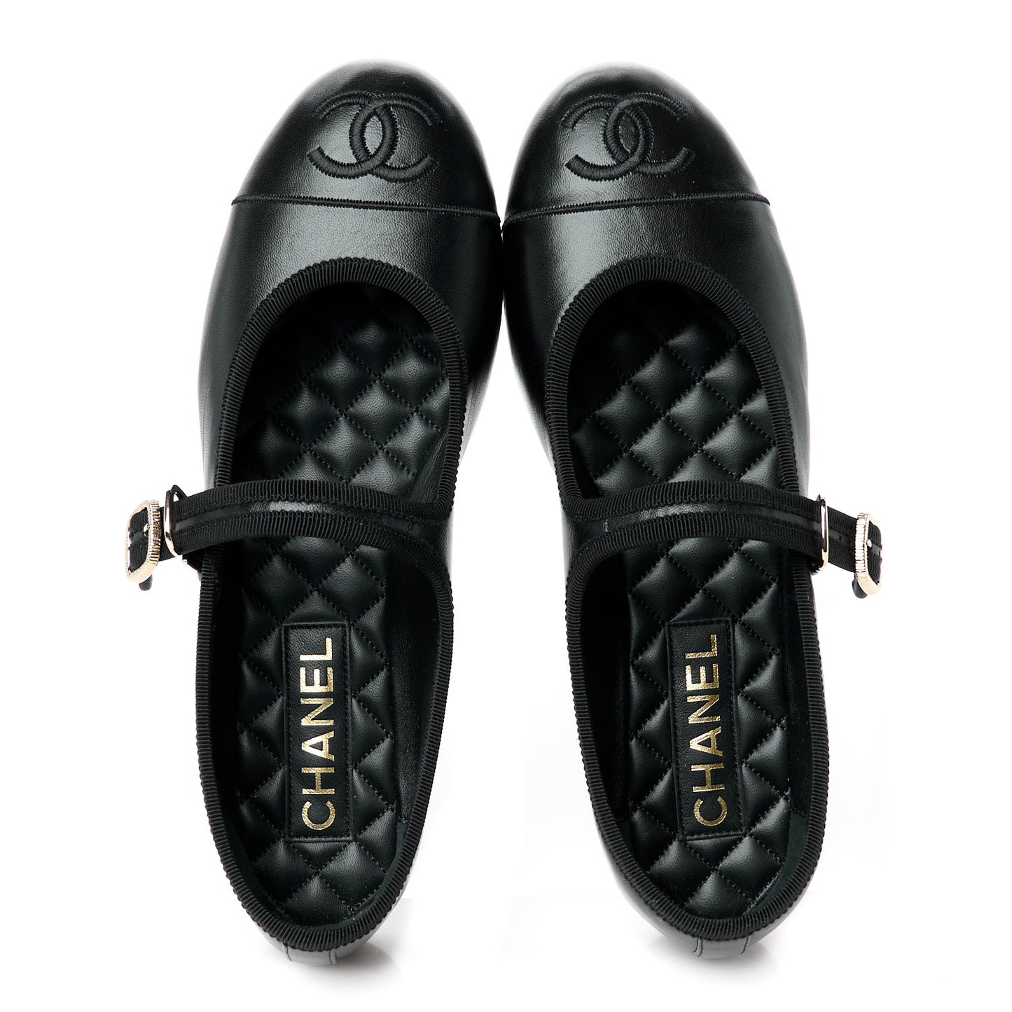 Lambskin Mary Jane Flats 39 Black
