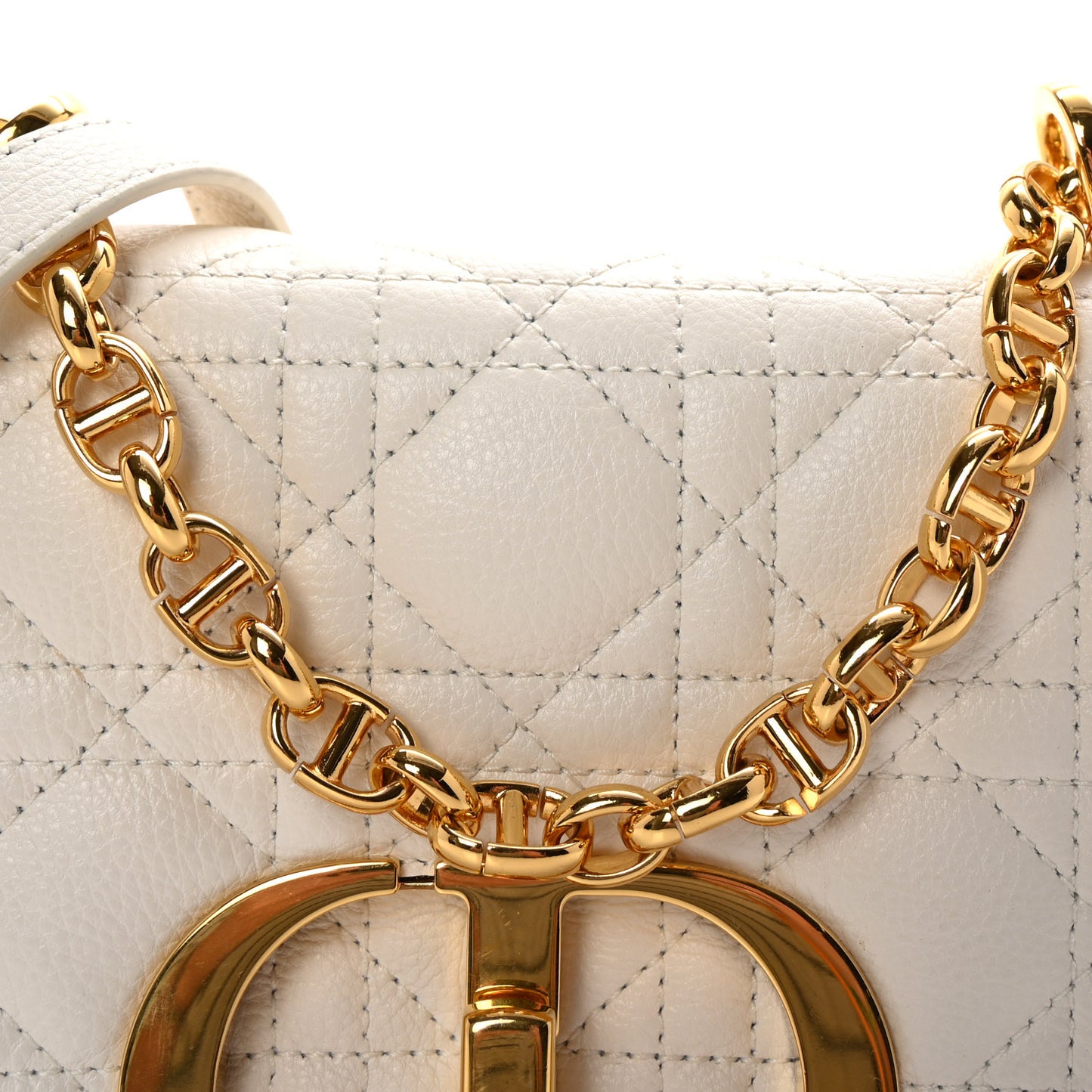 Calfskin Cannage Small Caro Bag Ivory