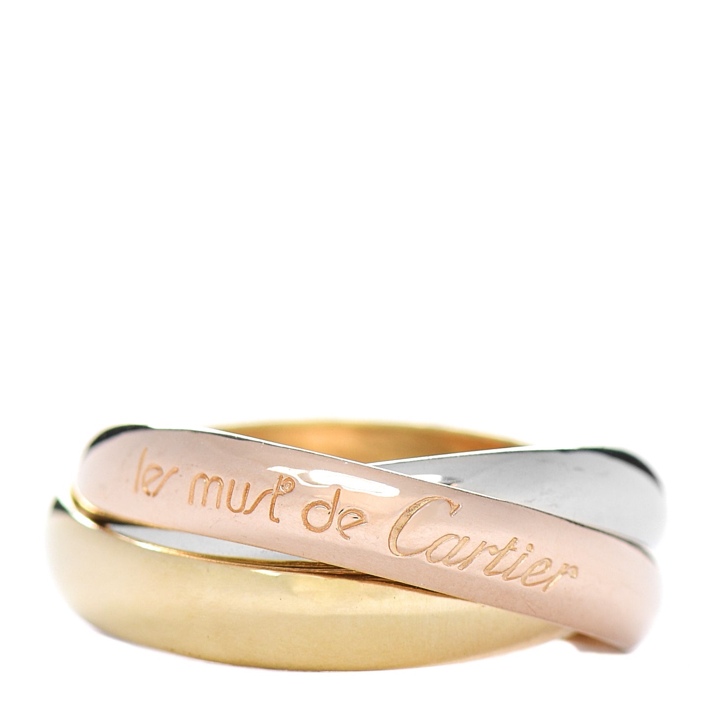 18K Pink Yellow White Gold Classic Les Must De Cartier Trinity Ring 52 6