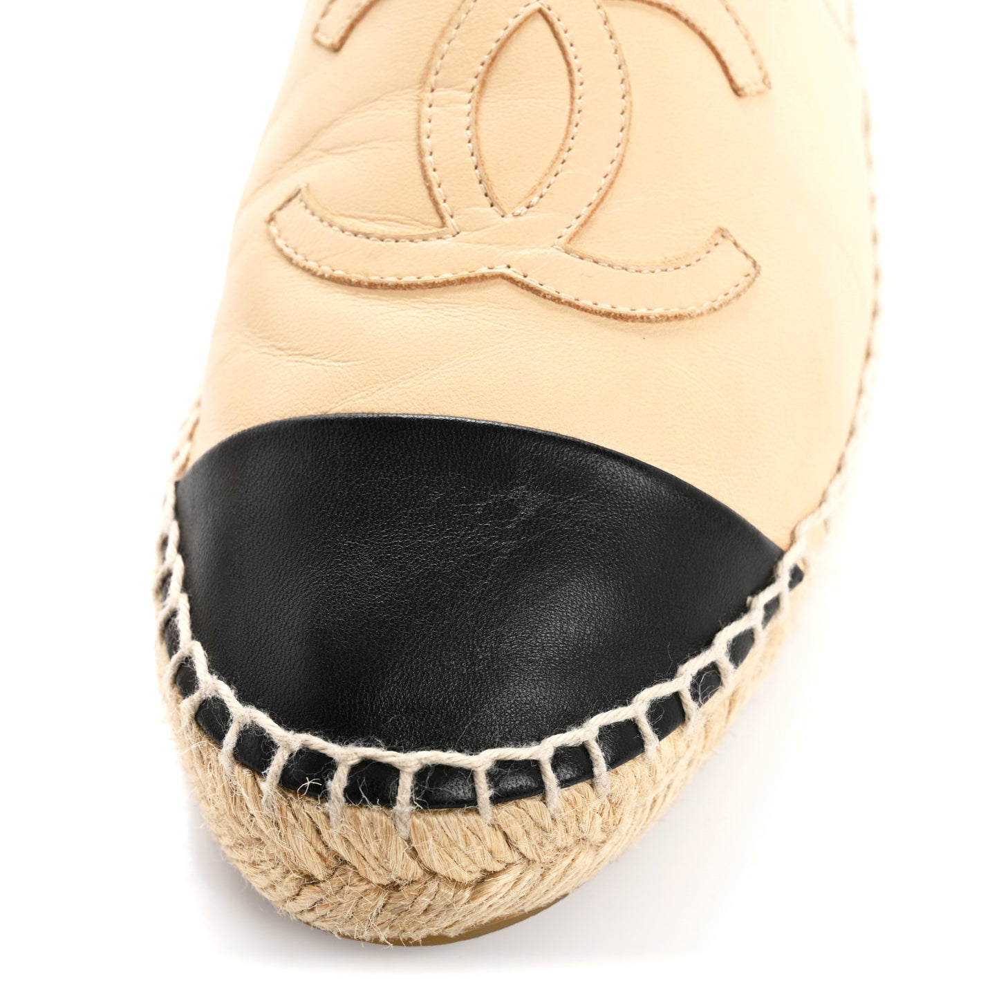 Lambskin CC Espadrilles 36 Beige Black