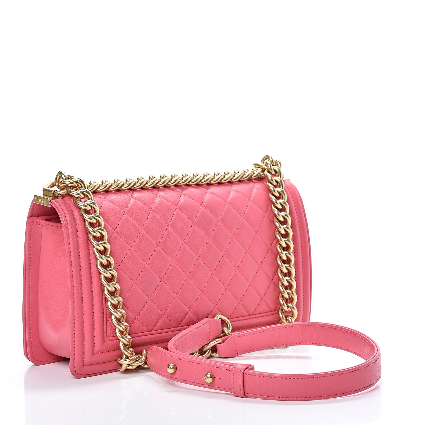 Lambskin Quilted Medium Boy Flap Pink