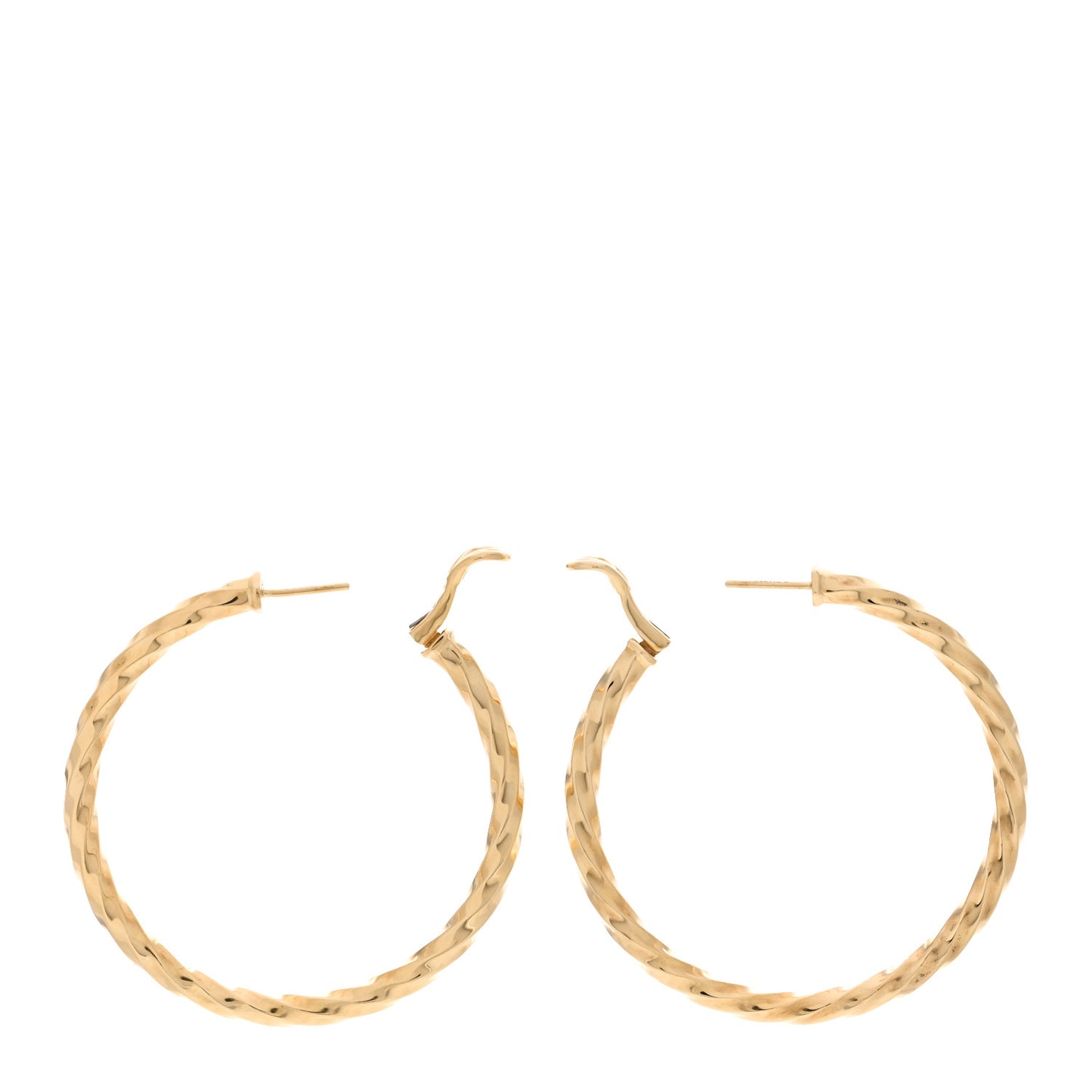 18K Yellow Gold Cable Edge Hoop Earrings