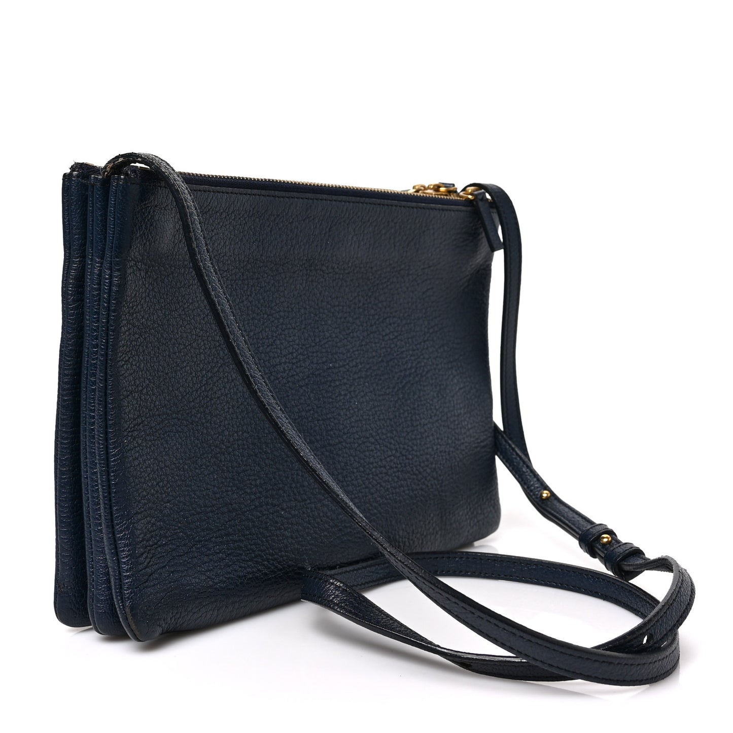 Goatskin Large Trio Crossbody Bag Dark Blue