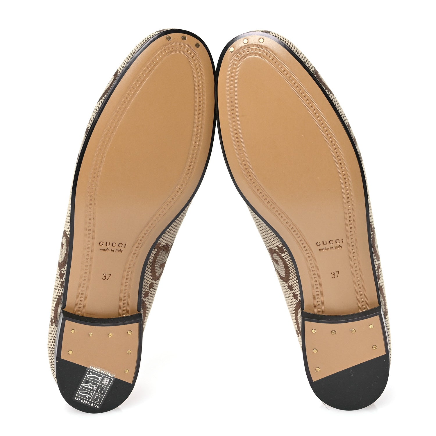 Gucci Monogram Jumbo GG Malaga Kid Horsebit Womens Jordaan Loafers 37 Camel Ebony New Acero Beige 5 of 9