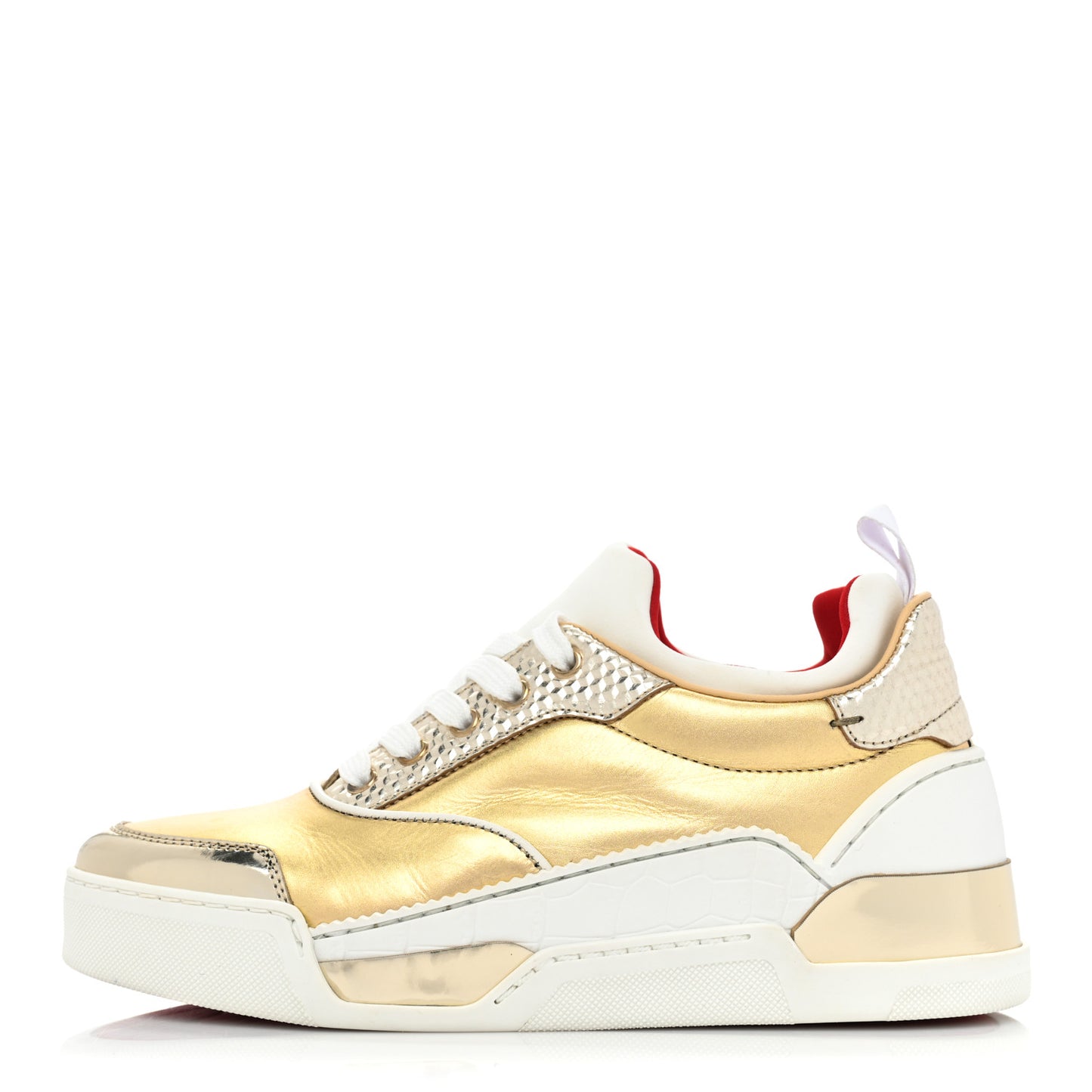 Metallic Calfskin Womens Aurelien Flat Sneakers 38 Gold White