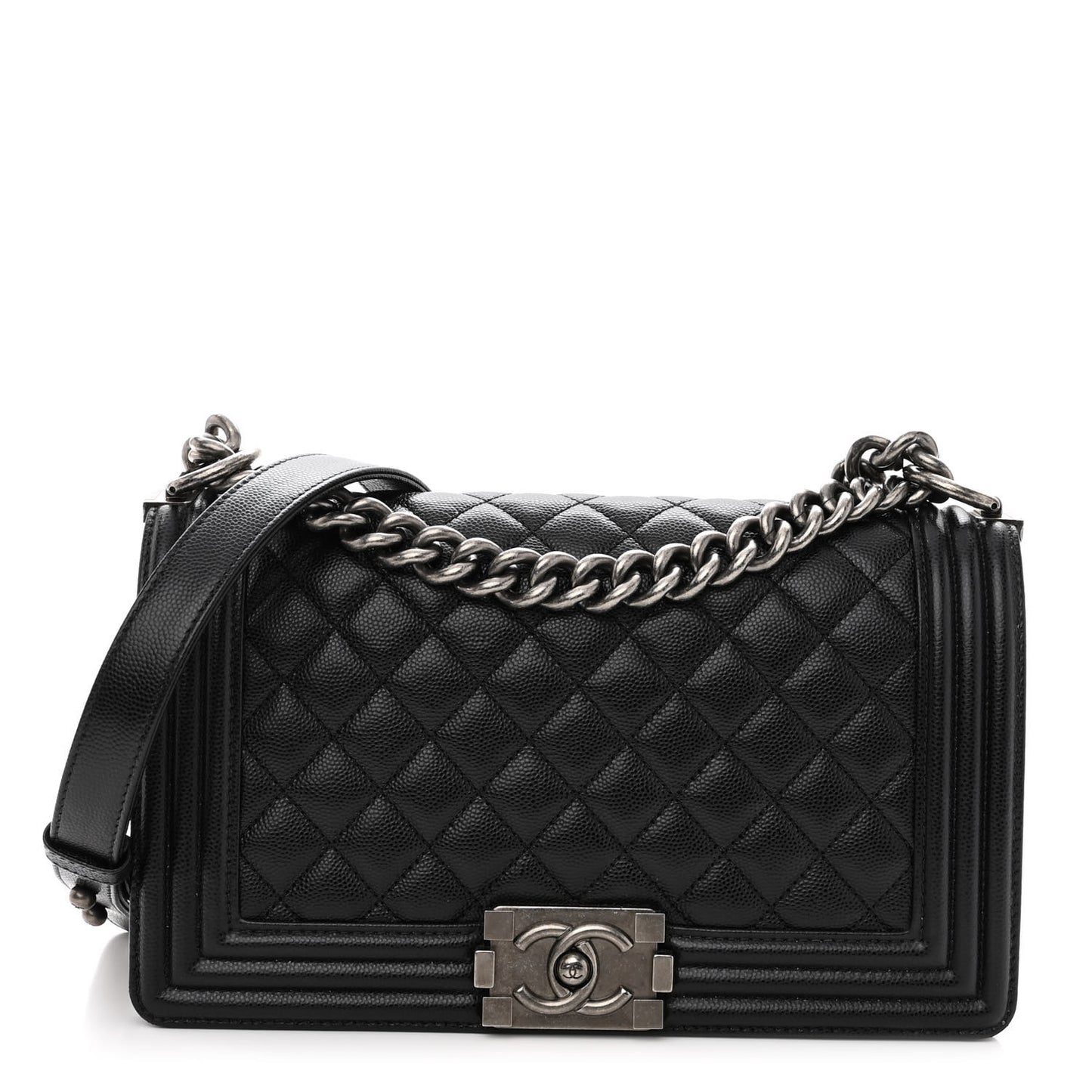 Caviar Quilted Medium Boy Flap Black