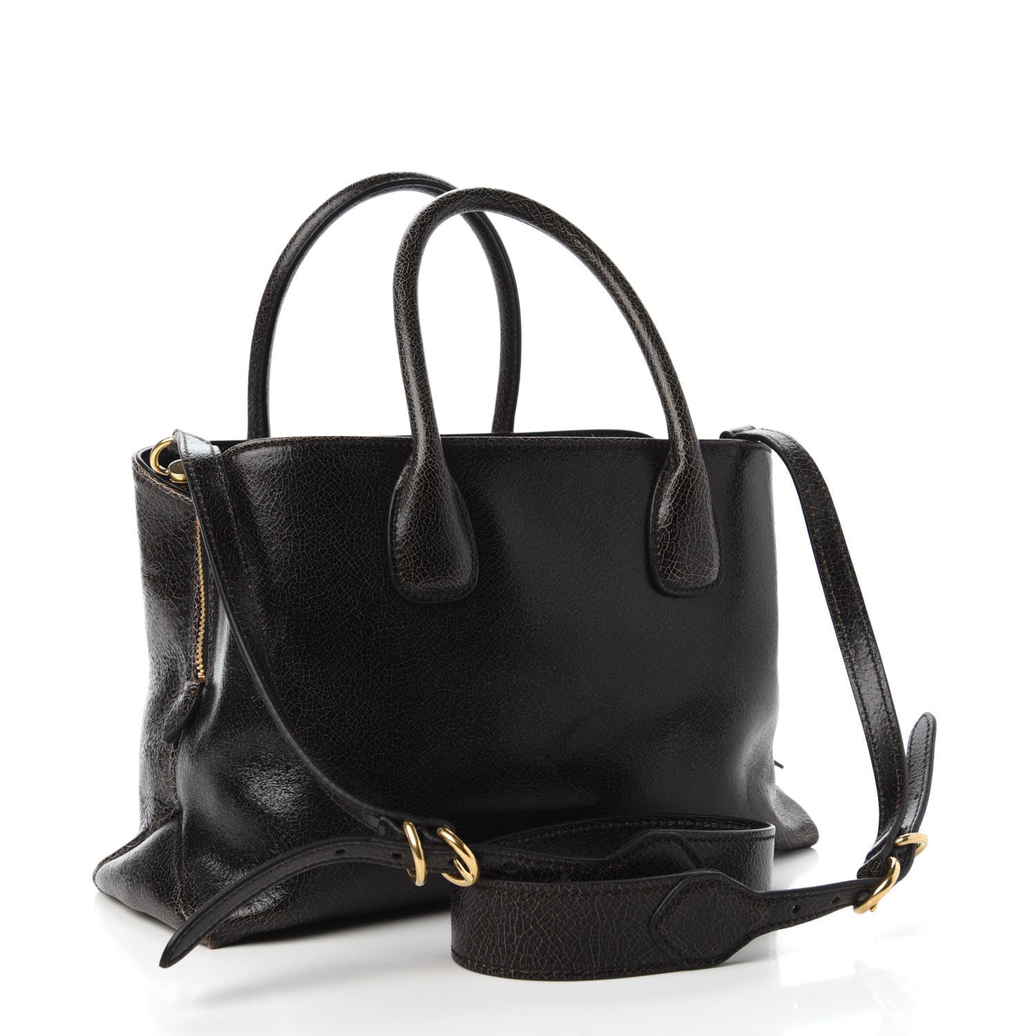 Miu Miu Calfskin Craquele Shopping Bag Ebano 3 of 9