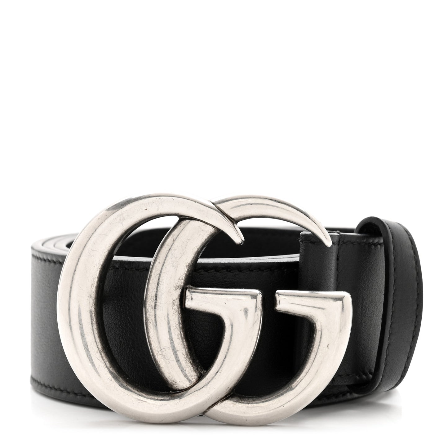 Moon Calfskin Nickel Double G 40mm Belt 90 36 Black