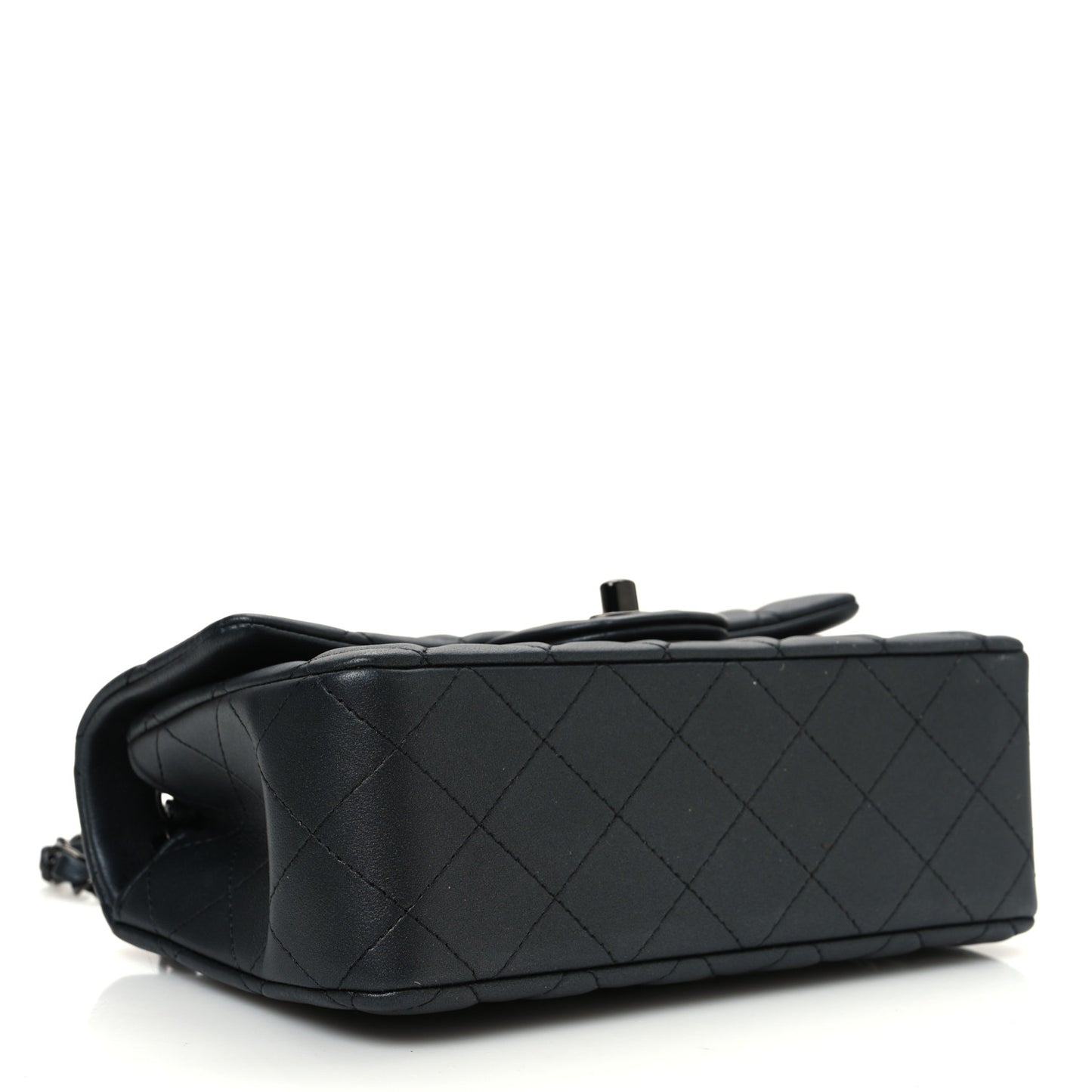 Pearly Lambskin Quilted Mini Rectangular Flap So Black