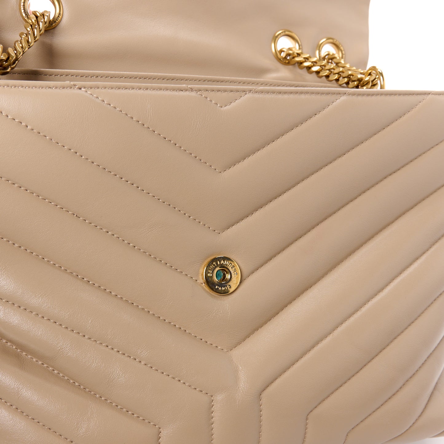Calfskin Y Quilted Monogram Medium Loulou Chain Satchel Dark Beige