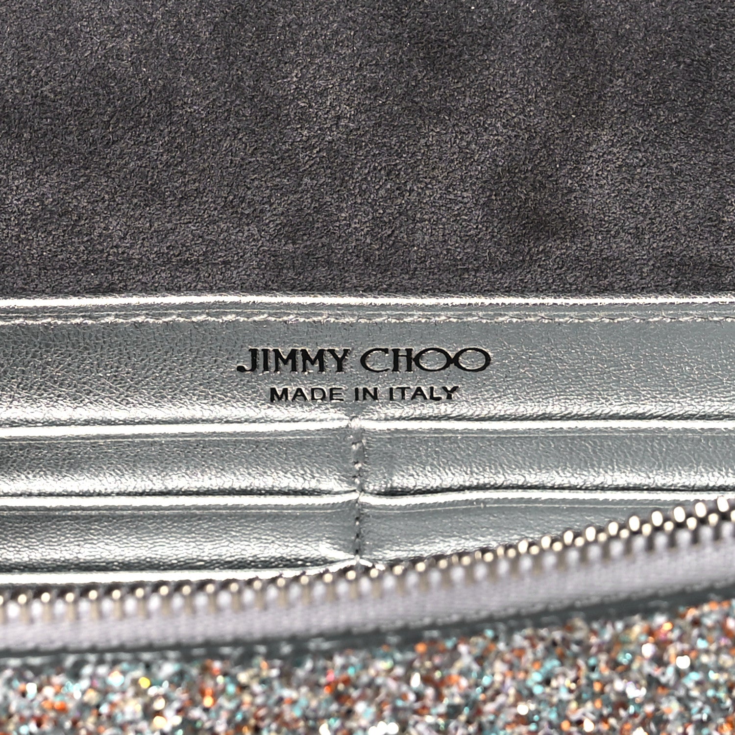 Jimmy Choo Glitter Palace Wallet On Chain Silver Multicolor 6 of 11