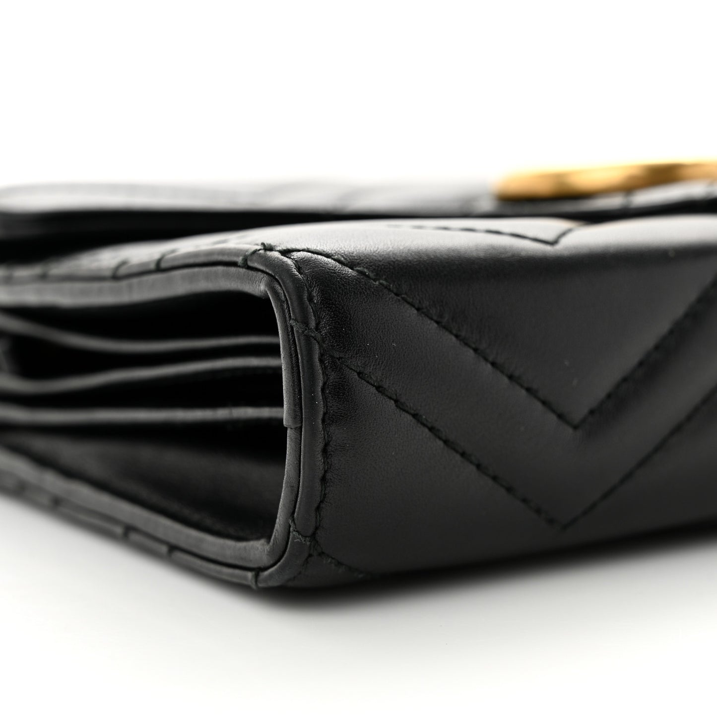 Calfskin Matelasse GG Marmont Chain Wallet Black
