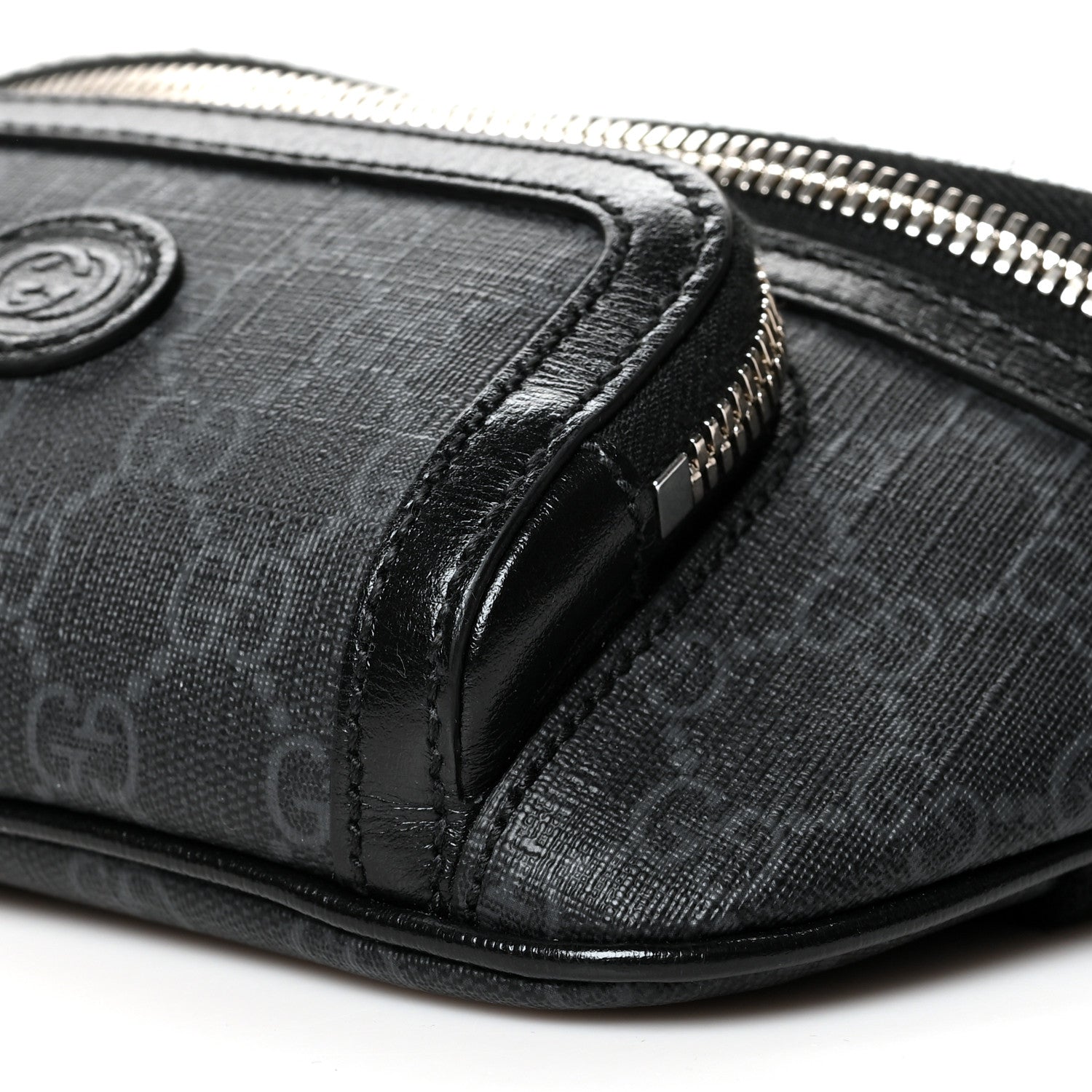 Gucci GG Supreme Monogram Textured Calfskin Retro Interlocking G Belt Bag Black 10 of 10
