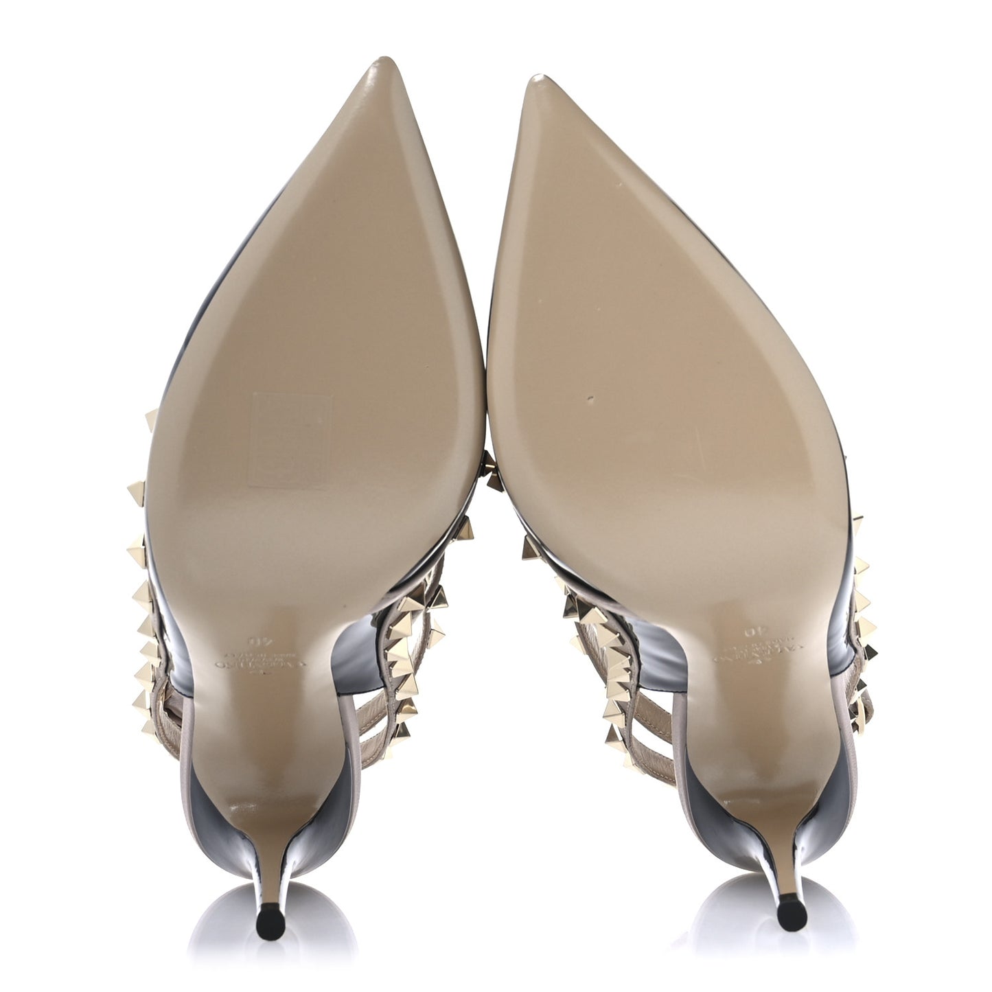 Patent Nappa Rockstud Ankle Strap 100mm Pumps 40 Black Poudre